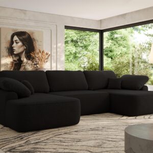 wohnli-moebel-suche-800001187229-1 WOHNLANDSCHAFT CUBO U Schwarz Boucle Textil MKS Möbel > Sofas & Couches > Wohnlandschaften > Wohnlandschaften U-Form Schwarz
