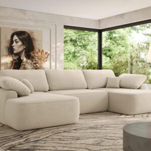 WOHNLANDSCHAFT CUBO U Beige Boucle Textil MKS Möbel > Sofas & Couches > Wohnlandschaften > Wohnlandschaften U-Form Beige