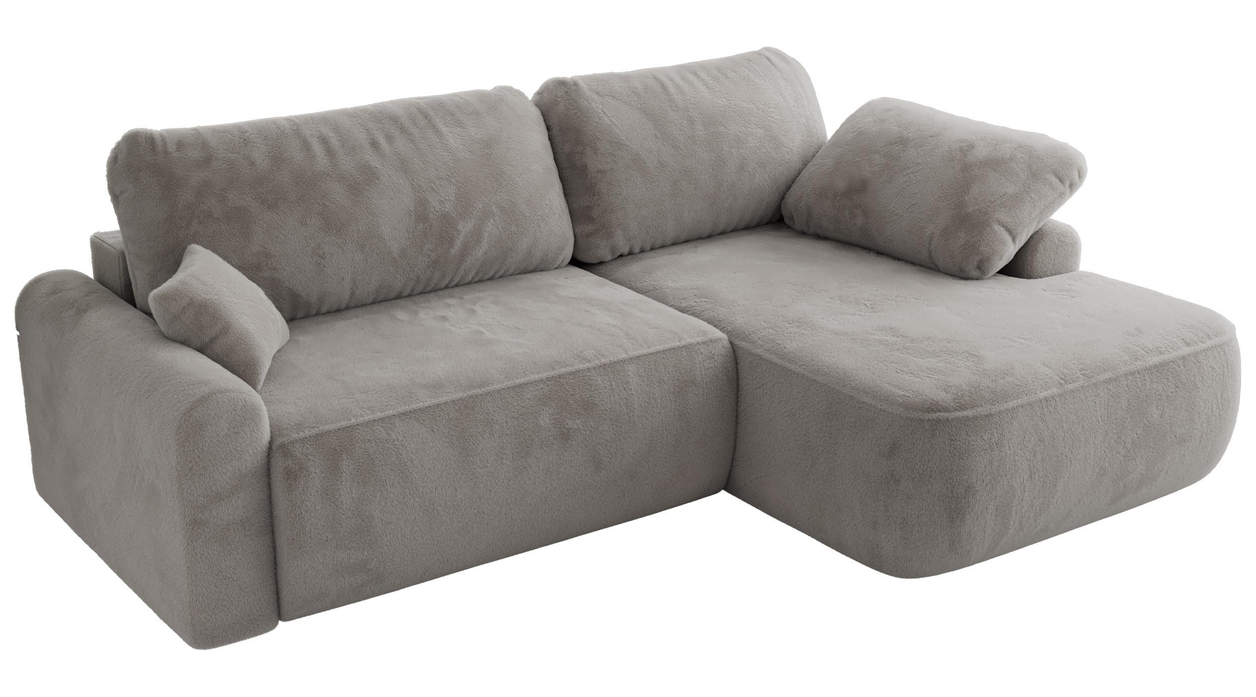 Wohnli Möbelsuche - ECKSCHLAFSOFA CUBO L Hellgrau Plüsch - rechts