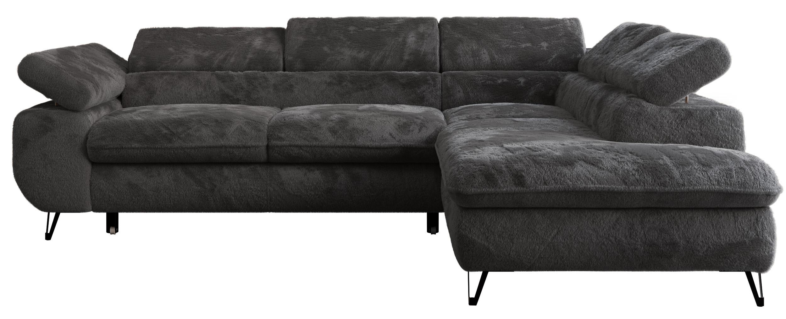 Wohnli Möbelsuche - ECKSOFA PETER L Anthrazit Plüsch - Rechts Seite