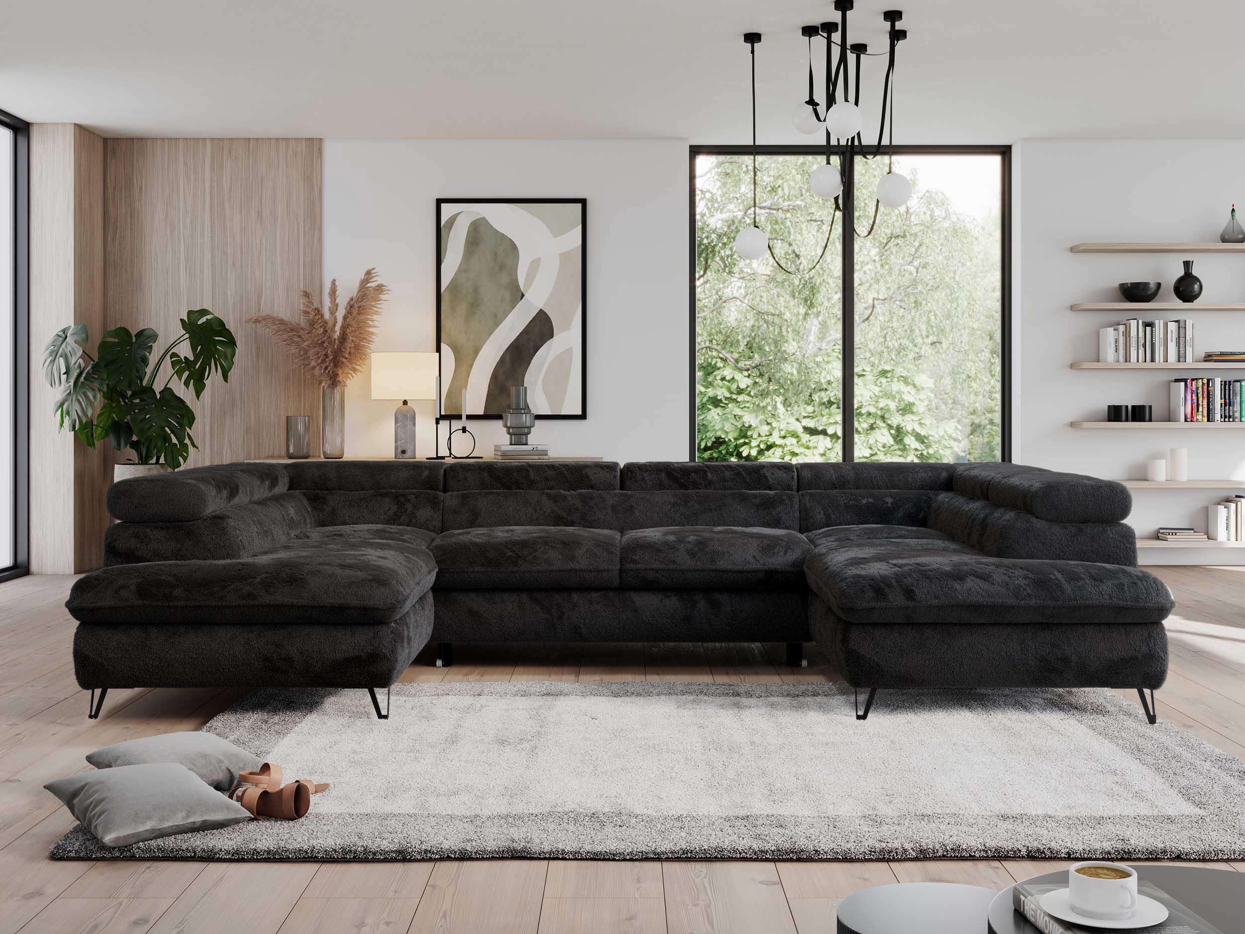 wohnli-moebel-suche-800001187280-1 WOHNLANDSCHAFT PETER U Plüsch Schwarz Textil MKS Möbel > Sofas & Couches > Wohnlandschaften > Wohnlandschaften U-Form Schwarz