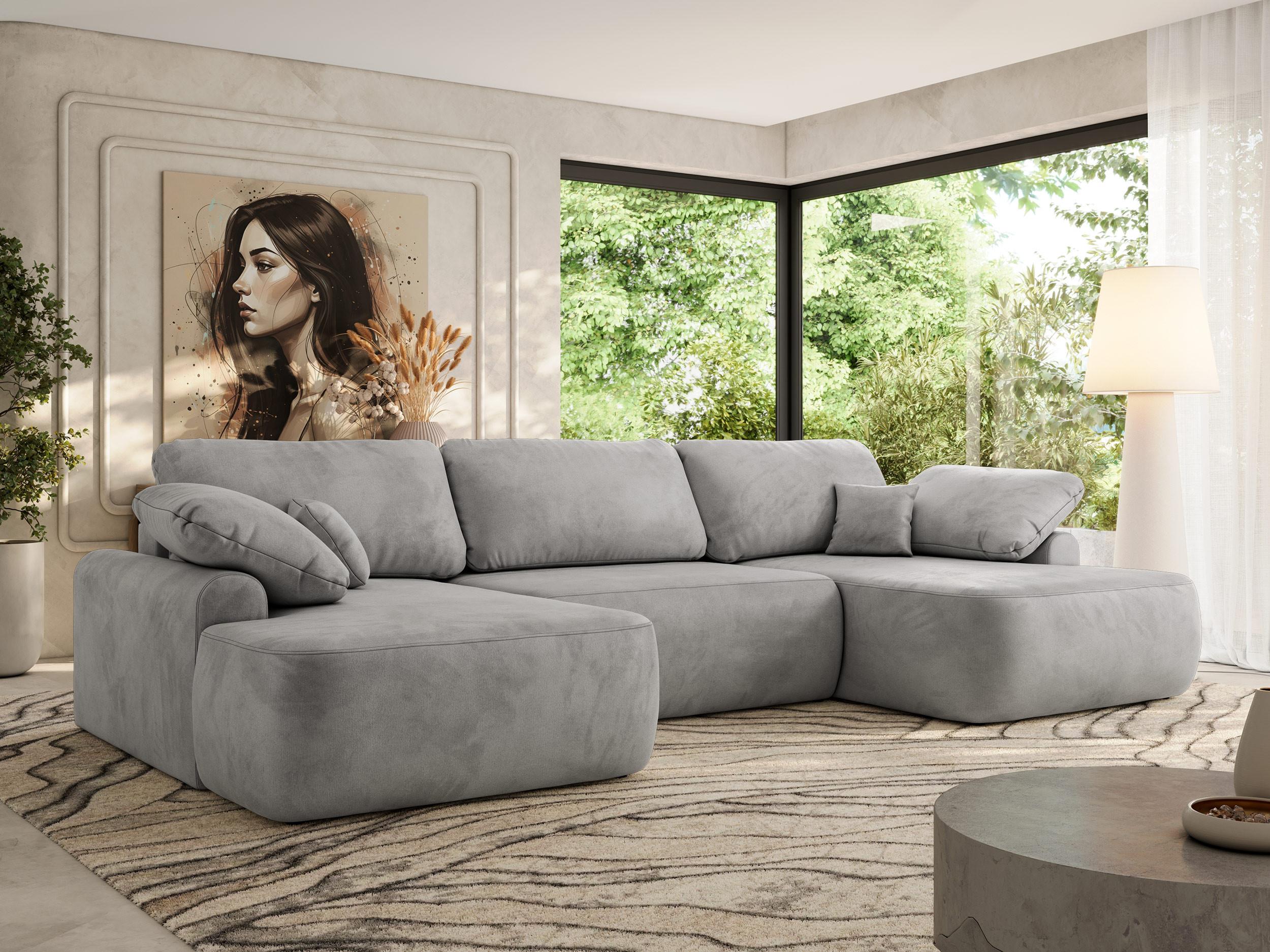 WOHNLANDSCHAFT CUBO U Hellgrau Velvet Textil MKS Möbel > Sofas & Couches > Wohnlandschaften > Wohnlandschaften U-Form Grau