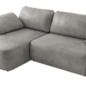 Wohnli Möbelsuche - ECKSCHLAFSOFA CUBO L Hellgrau Velvet - links