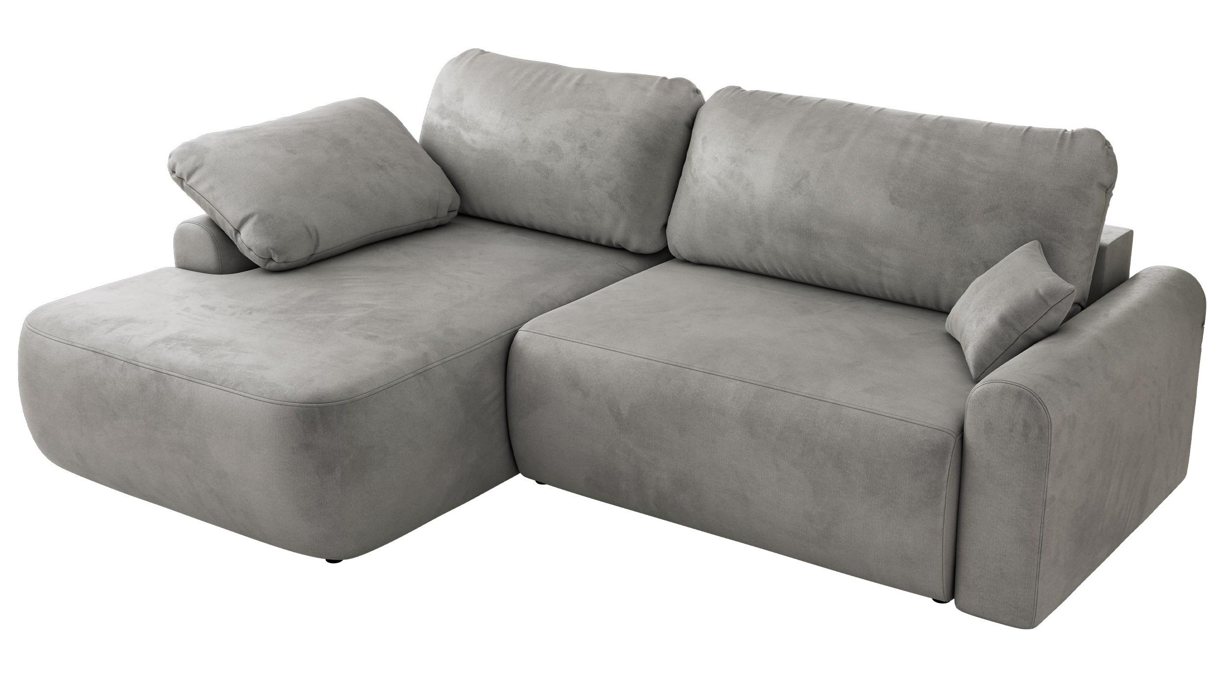Wohnli Möbelsuche - ECKSCHLAFSOFA CUBO L Hellgrau Velvet - links