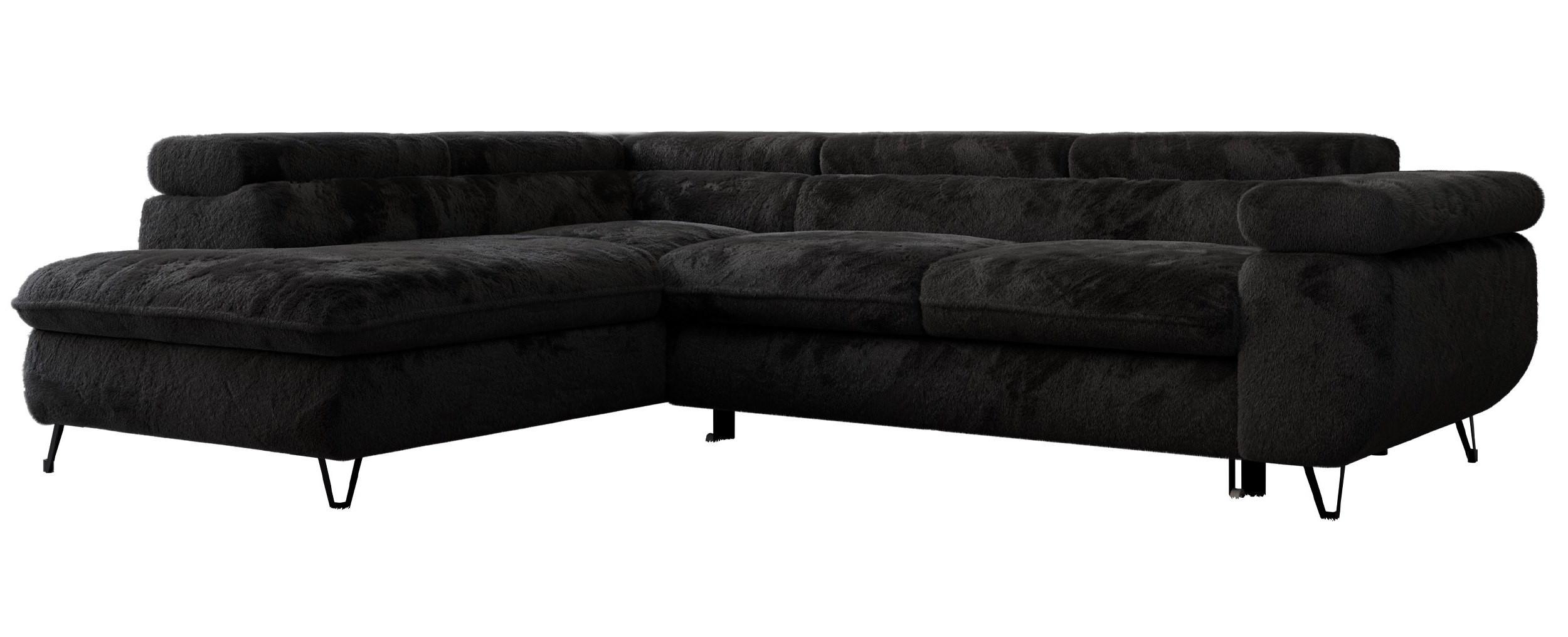 Wohnli Möbelsuche - ECKSOFA PEDRO L Schwarz Plüsch - Links Seite