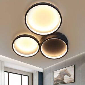 wohnli-moebel-suche-800001188558-1 LED-DECKENLEUCHTE Dreiring 43.5/35.5/6 cm Deckenlampe Metall ZMH Lampen & Leuchten > LED-Leuchten > LED-Deckenleuchten Schwarz