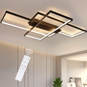 wohnli-moebel-suche-800001188568-1 LED-DECKENLEUCHTE Caroline 100/70/8 cm Deckenlampe Metall ZMH Lampen & Leuchten > LED-Leuchten > LED-Deckenleuchten Schwarz