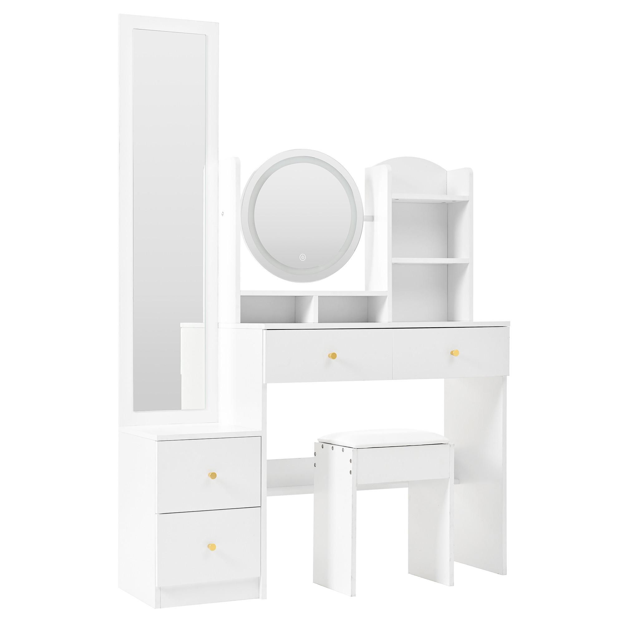 wohnli-moebel-suche-800001191429 Wohnli Möbelsuche - SCHMINKTISCH mit Hocker Weiß 109/36/164 CM
