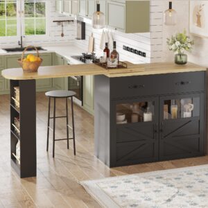 wohnli-moebel-suche-800001191435-1 BARTISCH ausziehbarer mit Stauraum Schwarz Holzwerkstoff Urban Meuble Möbel > Tische > Bartische Schwarz
