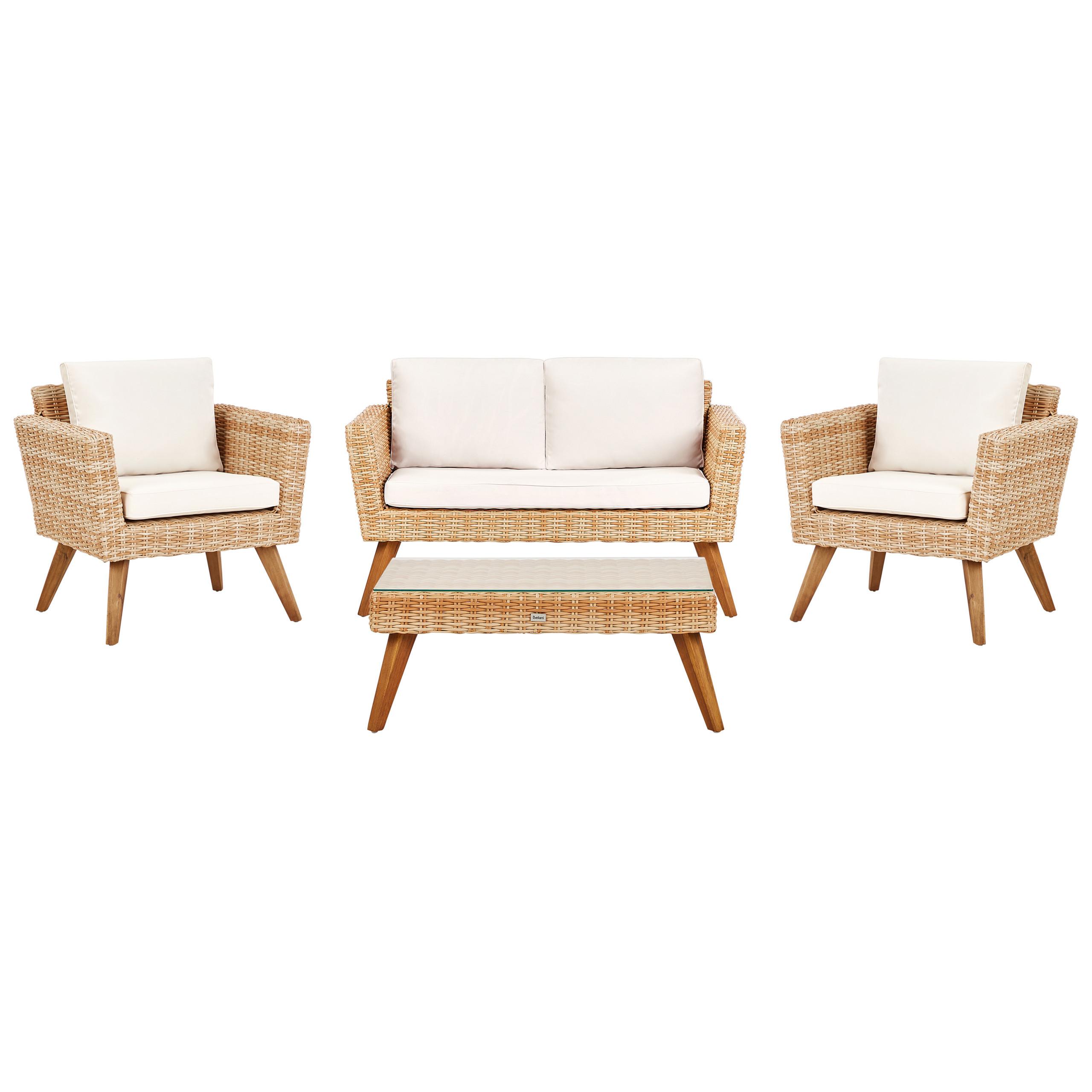 Wohnli Möbelsuche - LOUNGE-SET 4-Sitzer PE Rattan Cremeweiß Vittoria