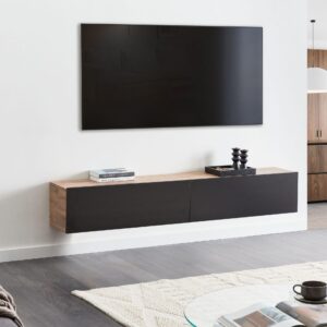 wohnli-moebel-suche-800001196859-1 WANDMONTIERTER-TV-SCHRANK Schwarz/Braun Gladstone Holzwerkstoff Beliani Möbel > Kommoden & Schubladenschränke > Hängeelemente Schwarz