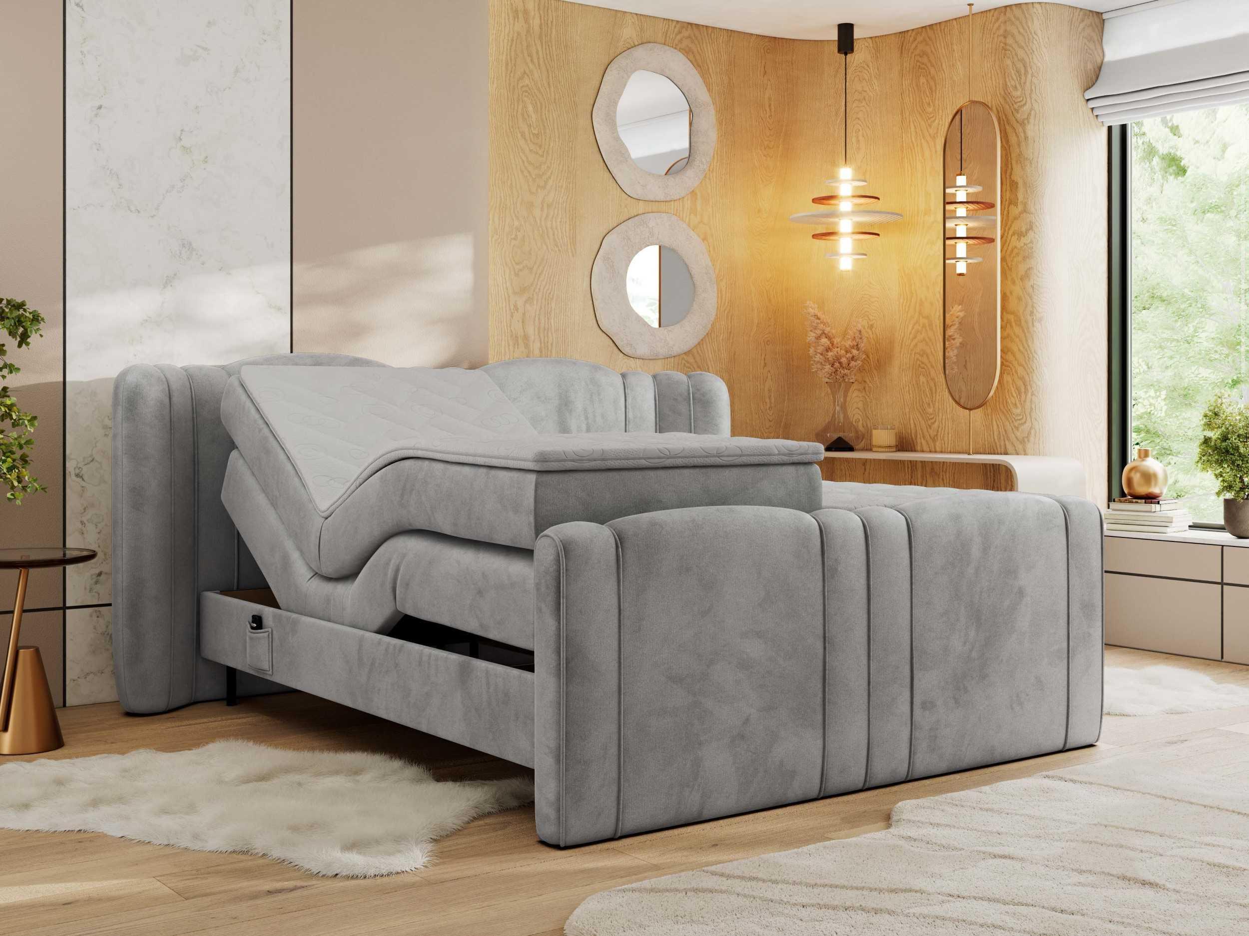 wohnli-moebel-suche-800001196939-1 BOXBETT FORTINA 160/200 - Hellgrau Velvet - H3 Holz MKS Möbel > Betten > Boxspringbetten Grau