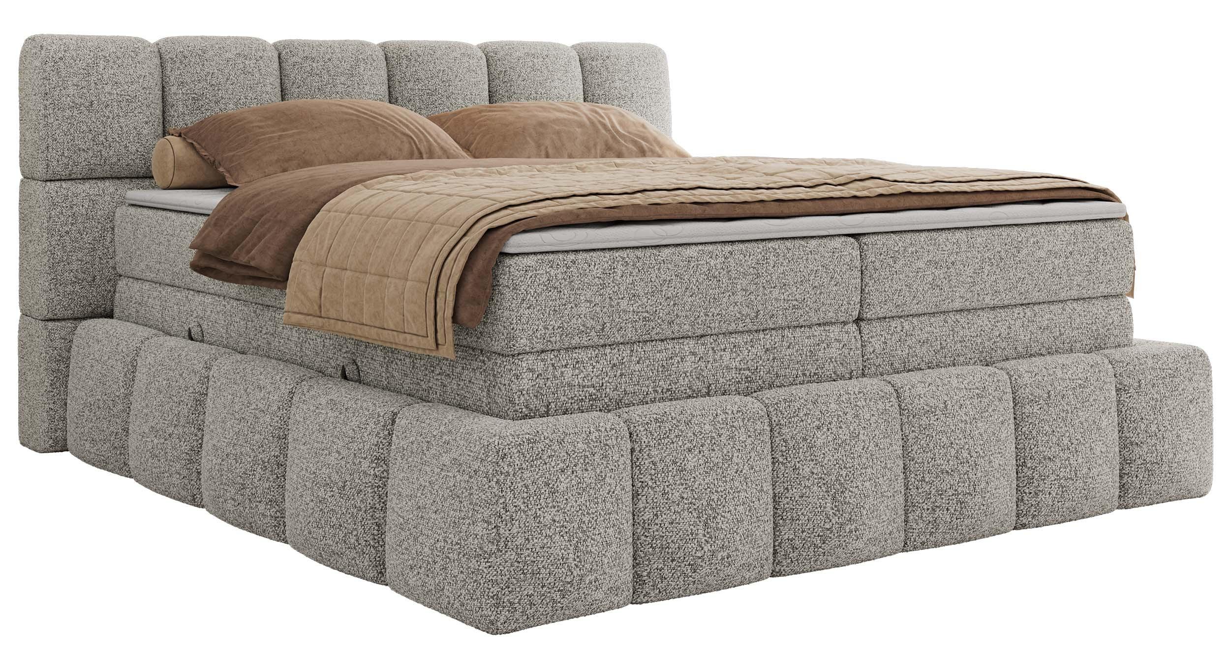 Wohnli Möbelsuche - BOXSPRINGBETT NIRA KING 200/200 Hellgrau Strukture - H4