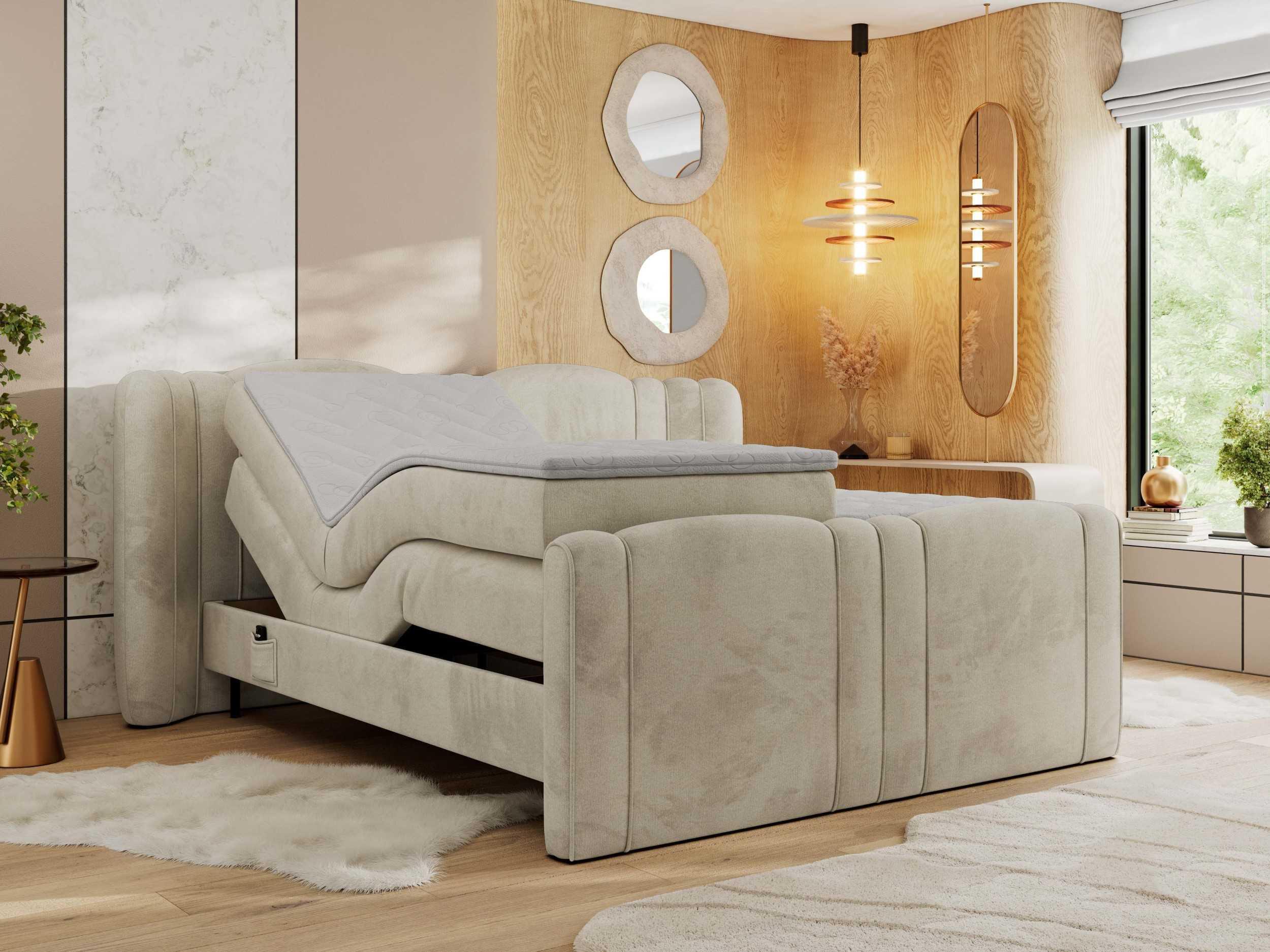 wohnli-moebel-suche-800001197011-1 BOXBETT FORTINA 140/200 - Beige Velvet - H3 Holz MKS Möbel > Betten > Boxspringbetten Beige