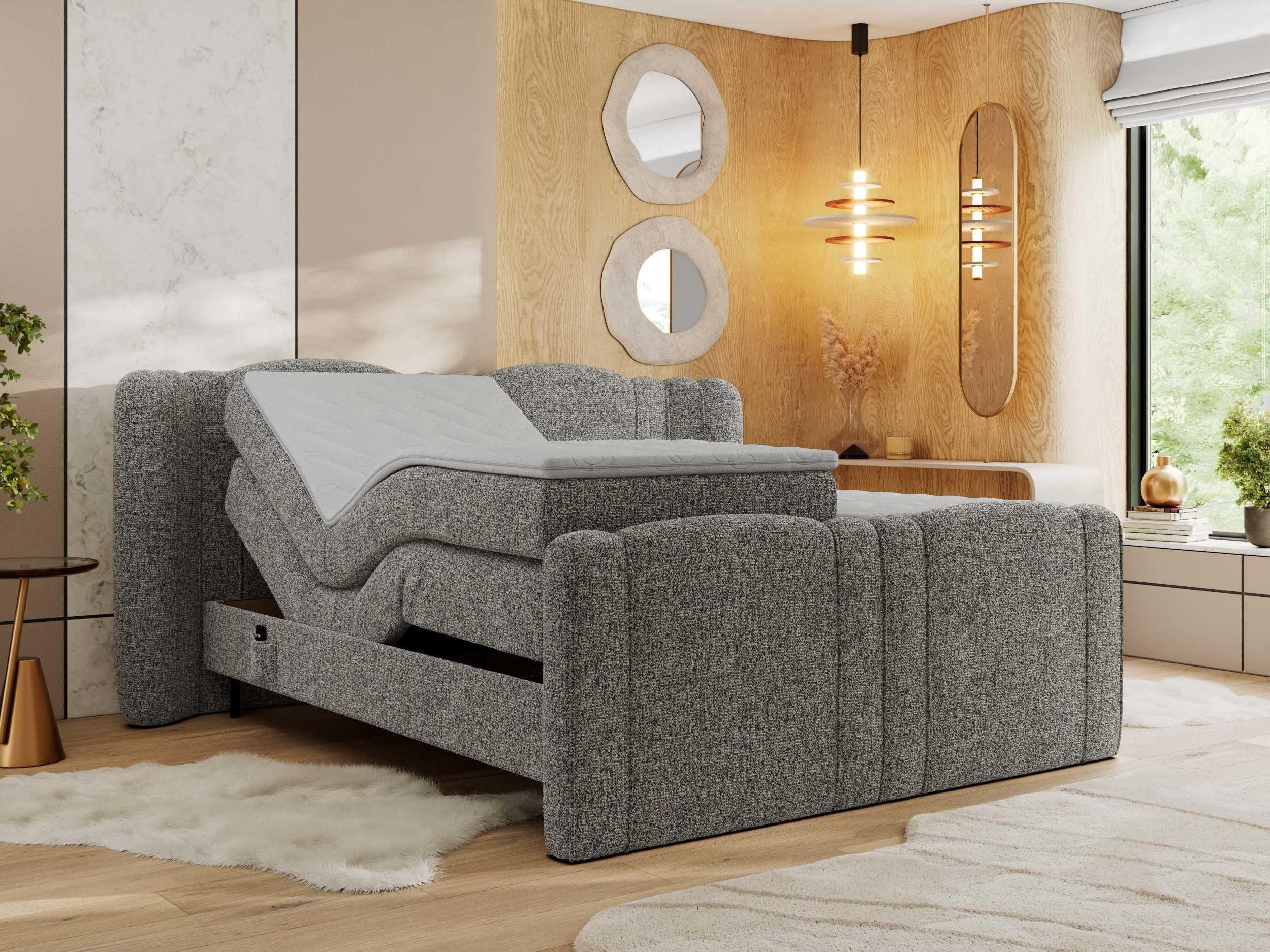 BOXBETT FORTINA 160/200 - Grau Struktur - H3 Holz MKS Möbel > Betten > Boxspringbetten Grau
