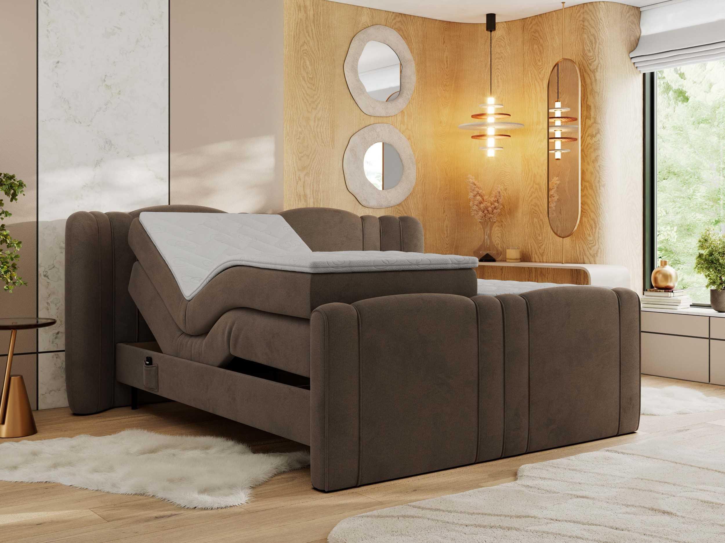 wohnli-moebel-suche-800001197032-1 BOXBETT FORTINA 160/200 - Braun Velvet - H4 Holz MKS Möbel > Betten > Boxspringbetten Braun