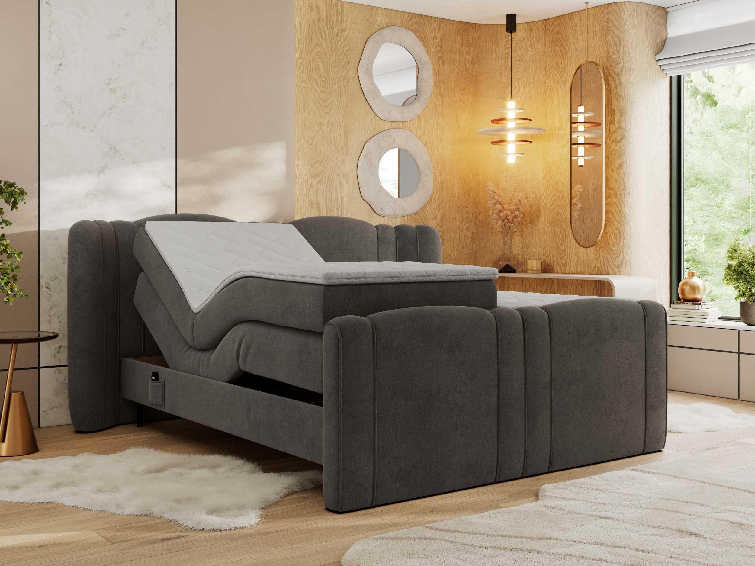 wohnli-moebel-suche-800001197057-1 BOXBETT FORTINA 140/200 - Dunkelgrau Velvet - H3 Holz MKS Möbel > Betten > Boxspringbetten Grau