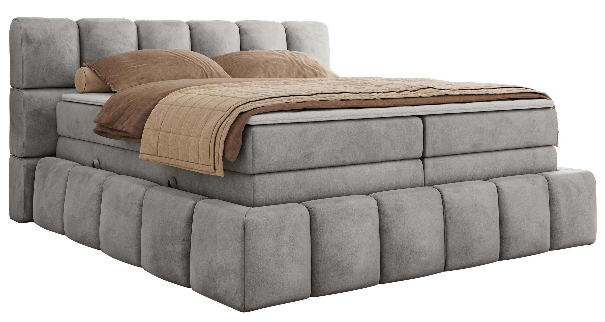 Wohnli Möbelsuche - BOXSPRINGBETT NIRA KING 200/200 Hellgrau Velvet - H3