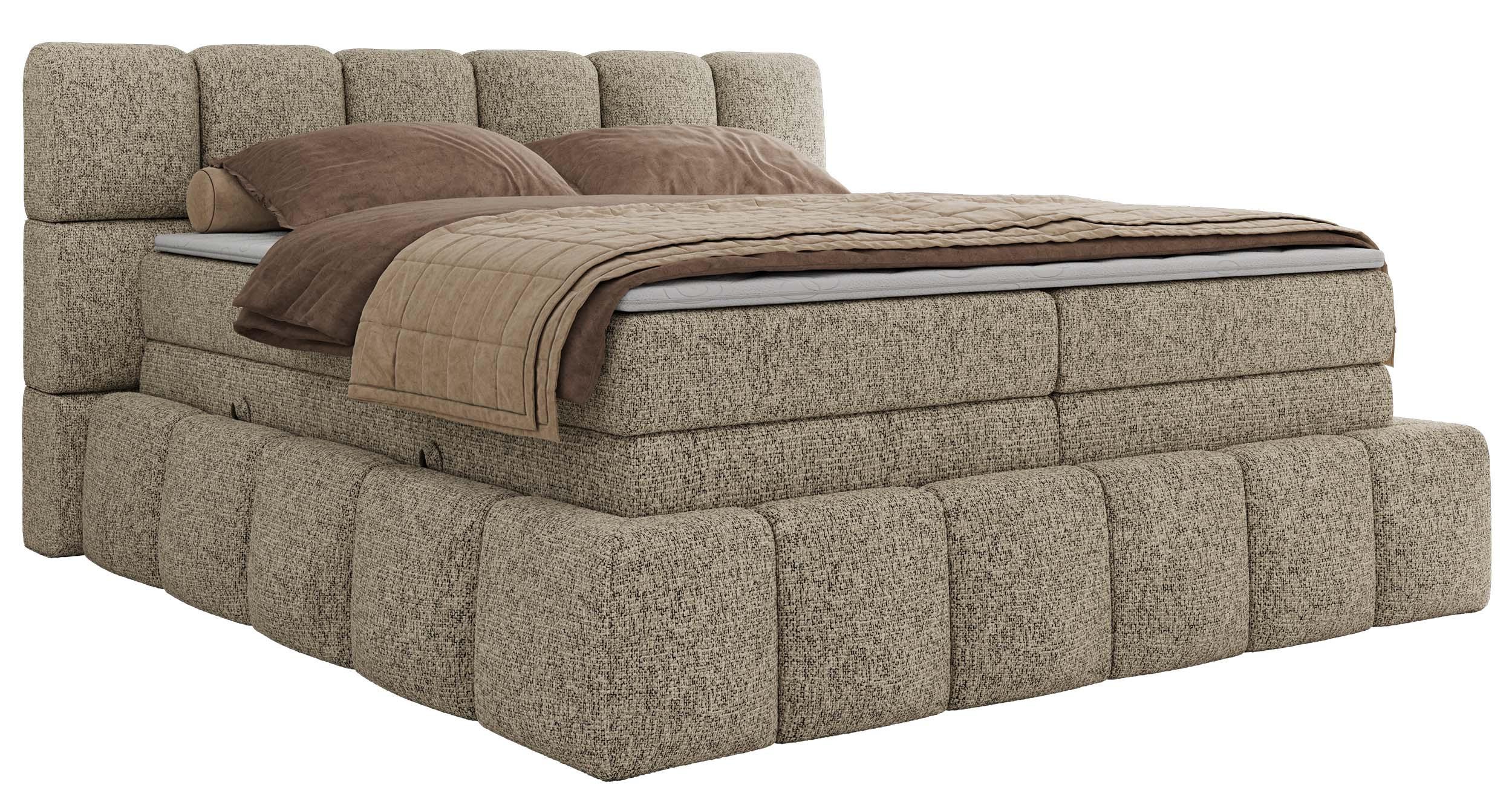 Wohnli Möbelsuche - BOXSPRINGBETT NIRA KING 200/200 Dunkelbeige Strukture - H3