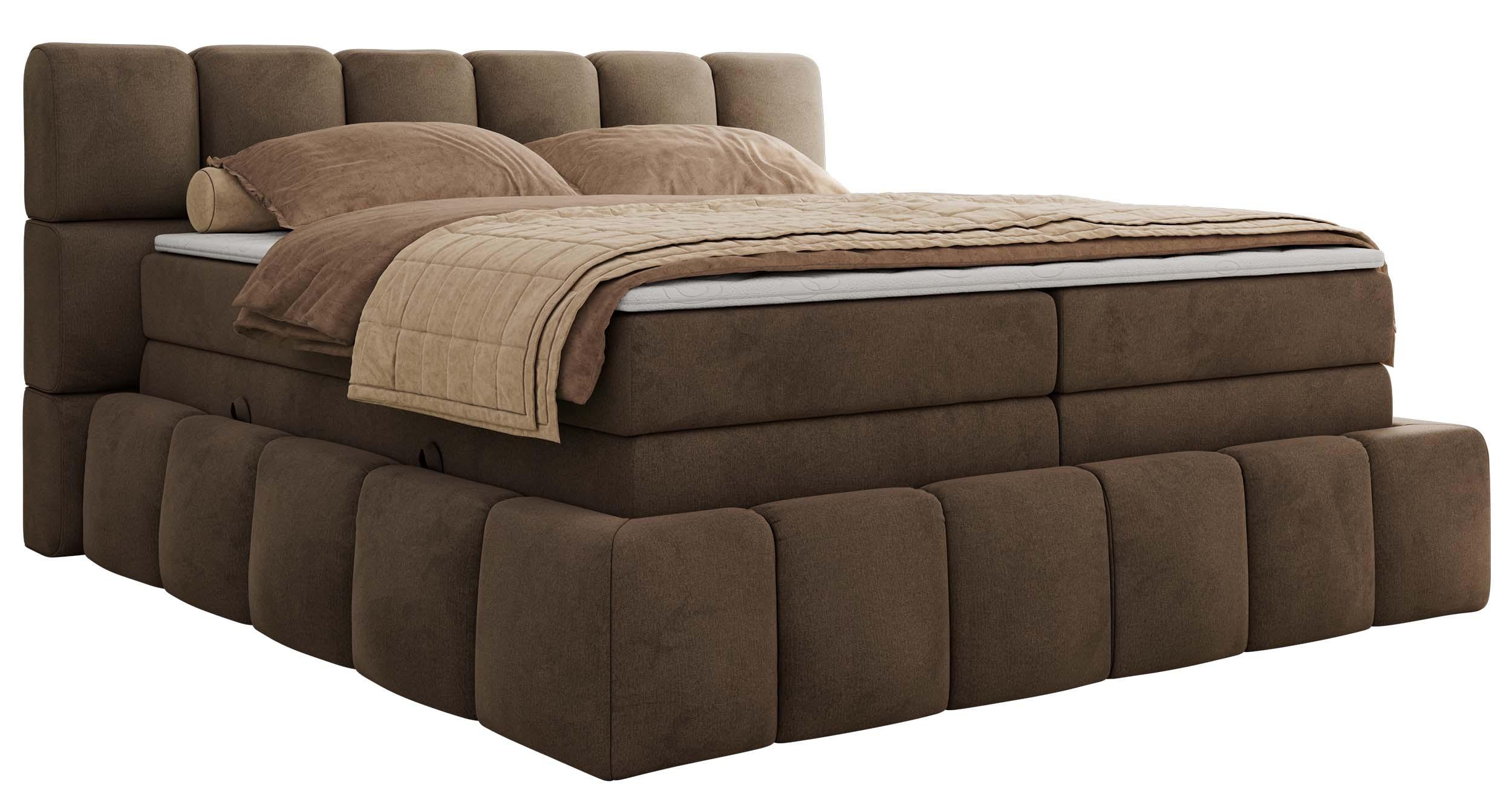 Wohnli Möbelsuche - BOXSPRINGBETT NIRA KING 200/200 Braun Velvet - H3
