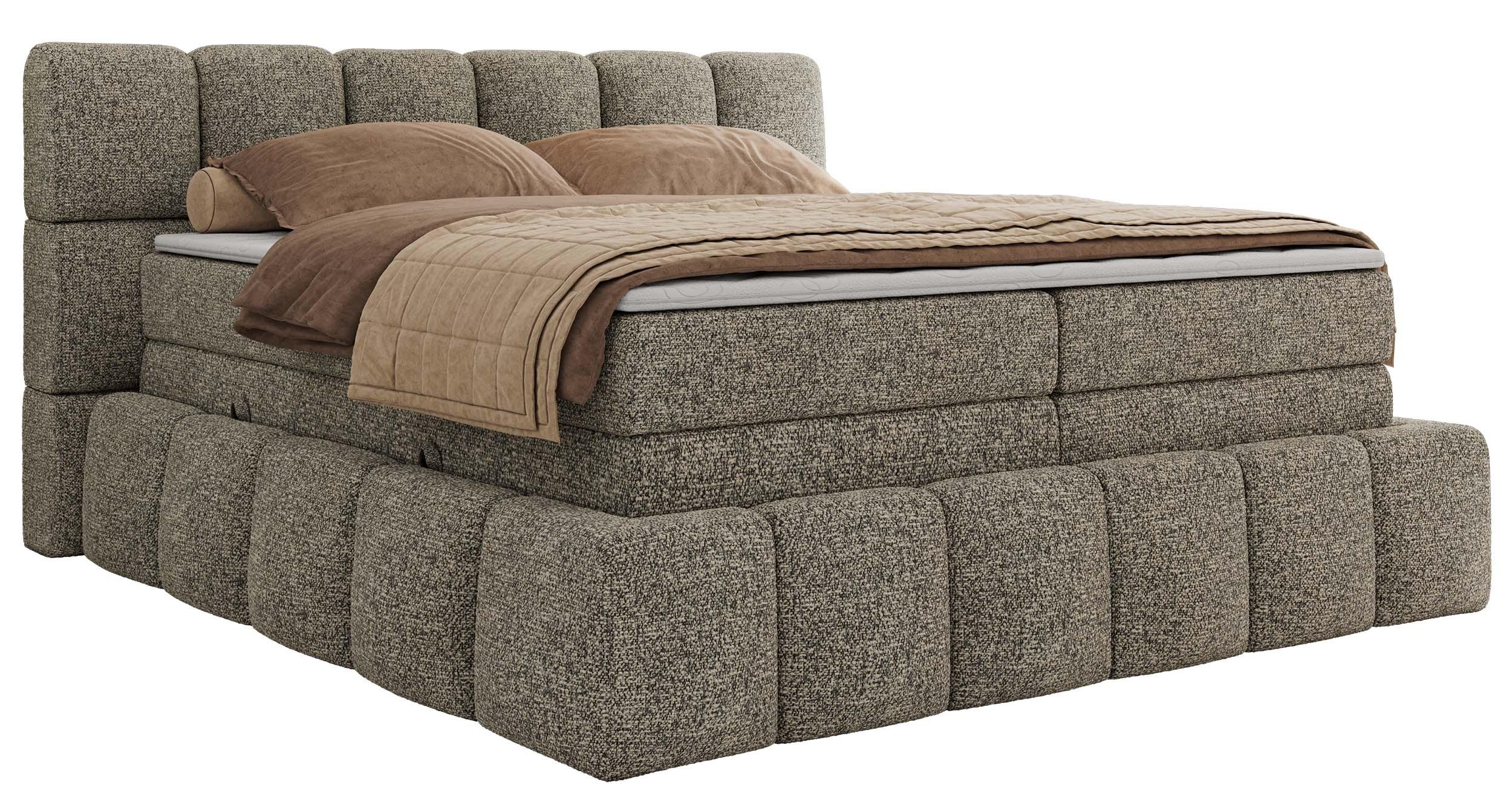 Wohnli Möbelsuche - BOXSPRINGBETT NIRA KING 200/200 Grau Strukture - H4