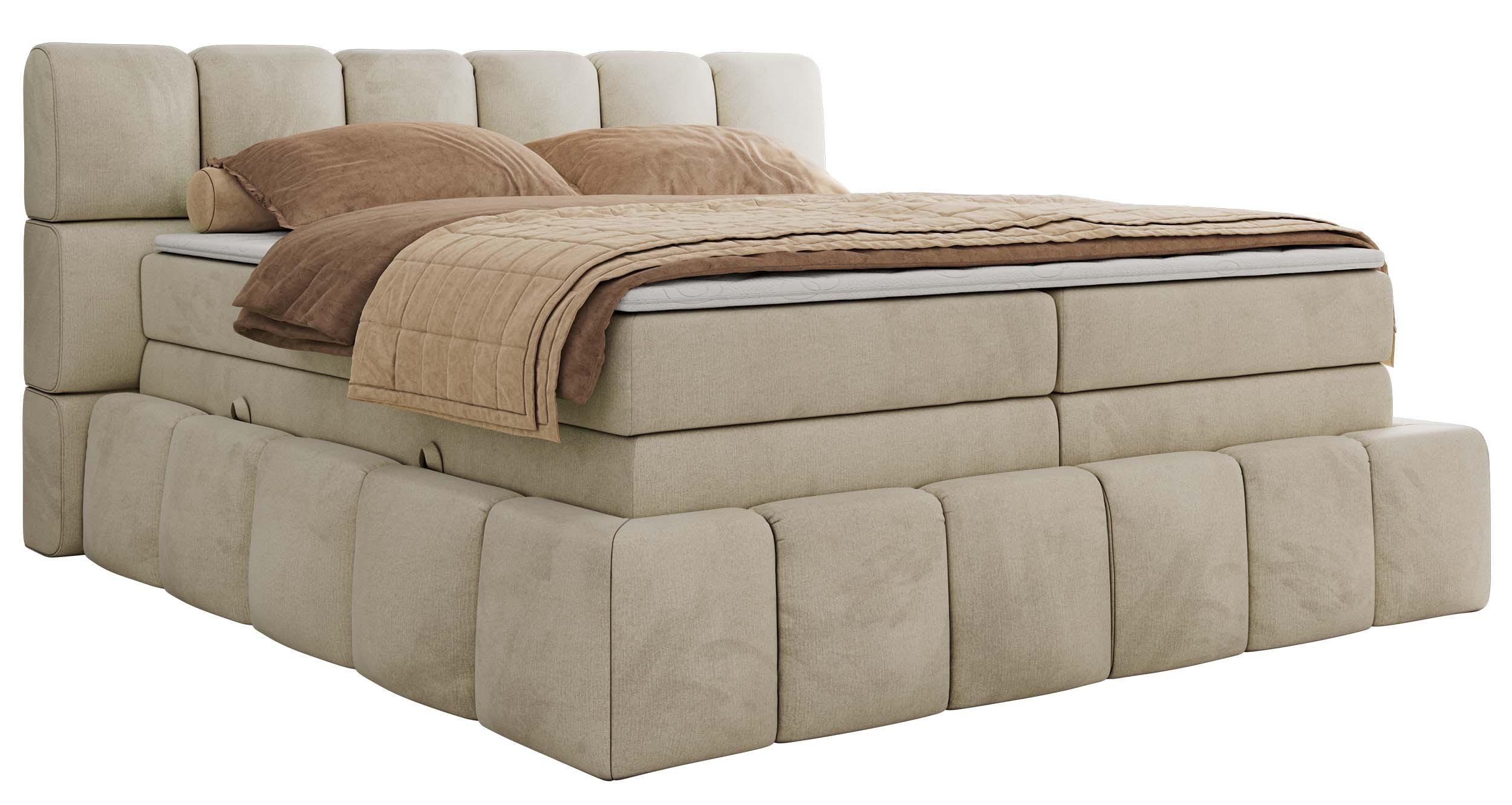 Wohnli Möbelsuche - BOXSPRINGBETT NIRA KING 200/200 Beige Velvet - H4