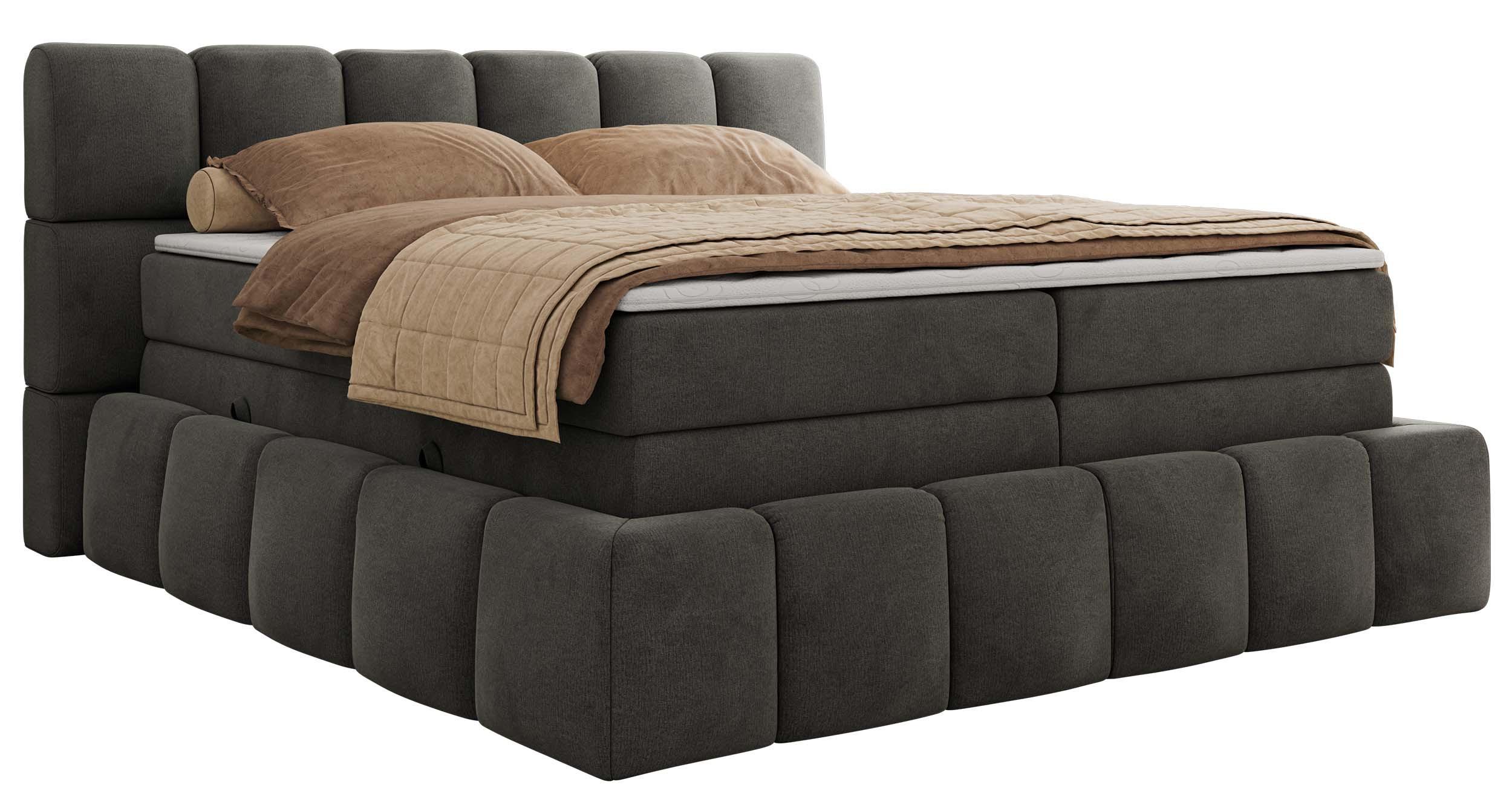 Wohnli Möbelsuche - BOXSPRINGBETT NIRA KING 200/200 Dunkelgrau Velvet - H3