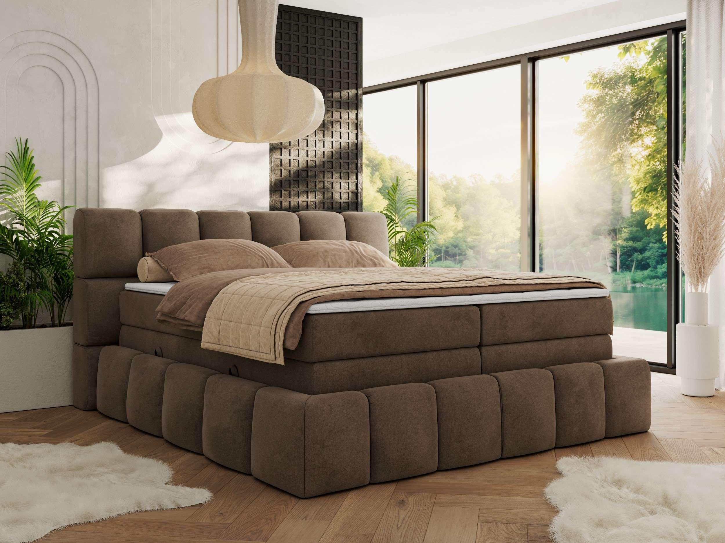 wohnli-moebel-suche-800001197156-1 BOXSPRINGBETT NIRA KING 200/200 Braun Velvet - H4 Textil MKS Möbel > Betten > Boxspringbetten Braun