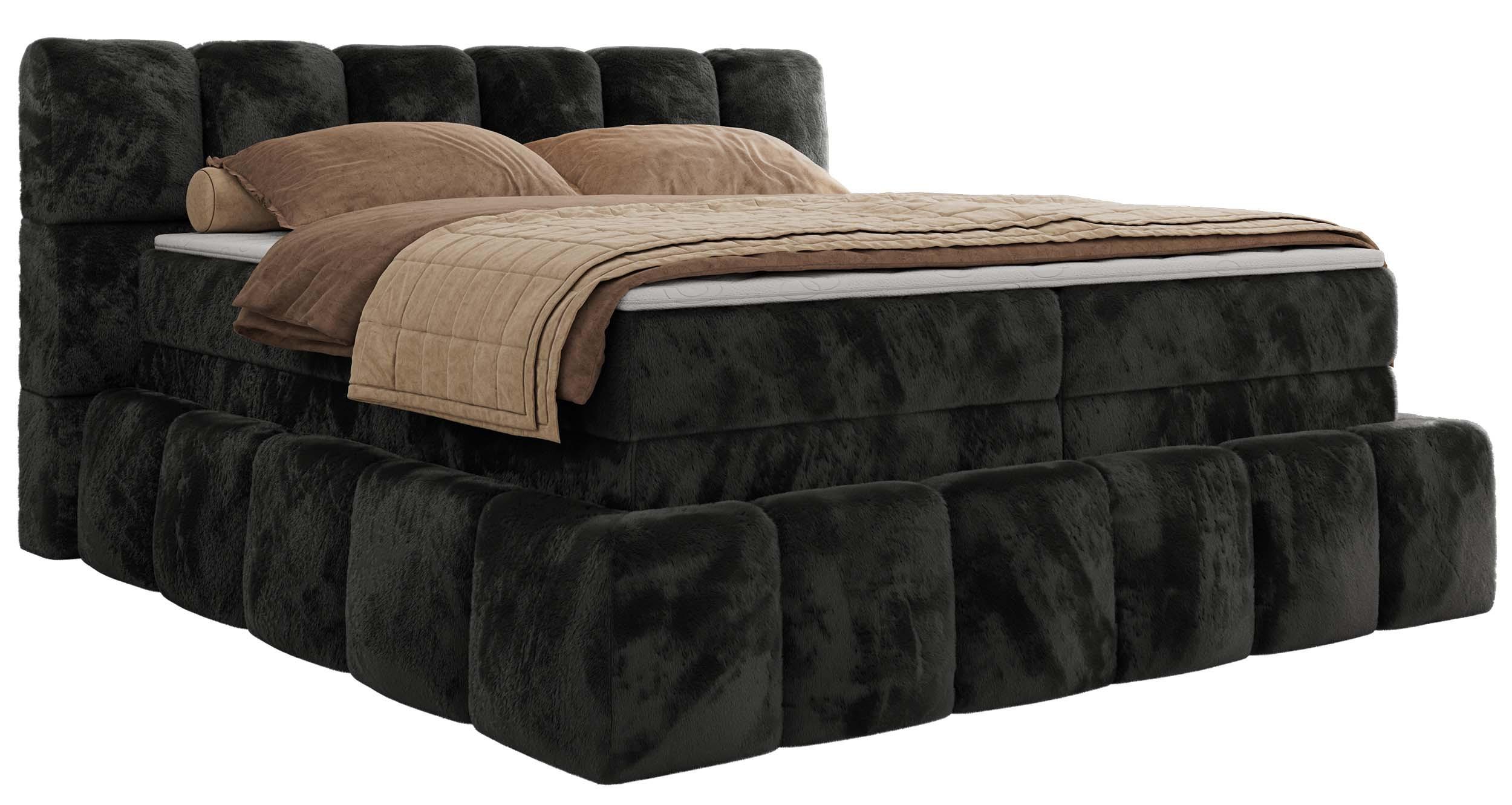 Wohnli Möbelsuche - BOXSPRINGBETT NIRA KING 200/200 Dunkelgrau Plüsch - H4