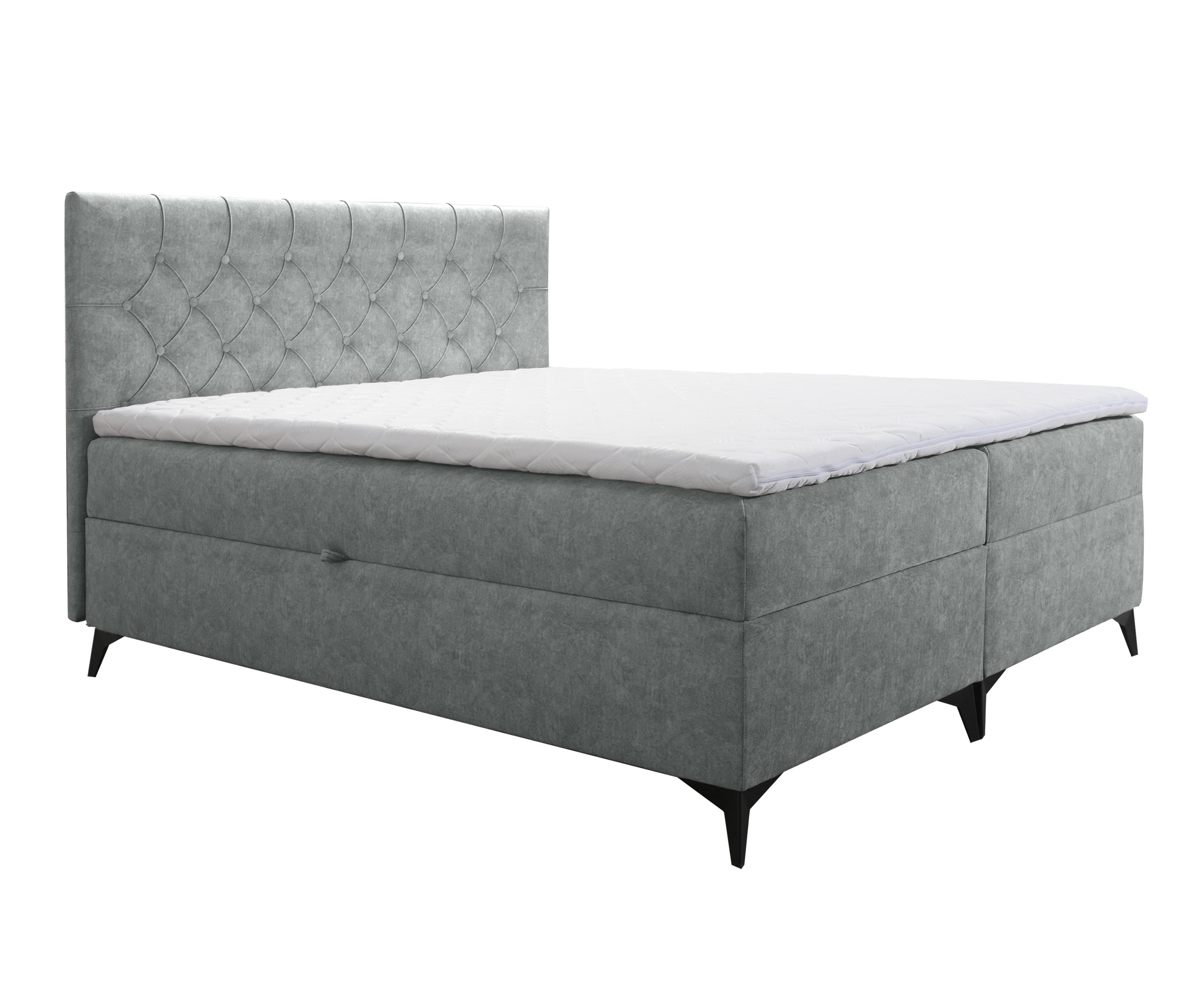 wohnli-moebel-suche-800001199203 Wohnli Möbelsuche - BOXBETT Palmeria 140/200 cm in Hellgrau – mit Bettkasten und Topper