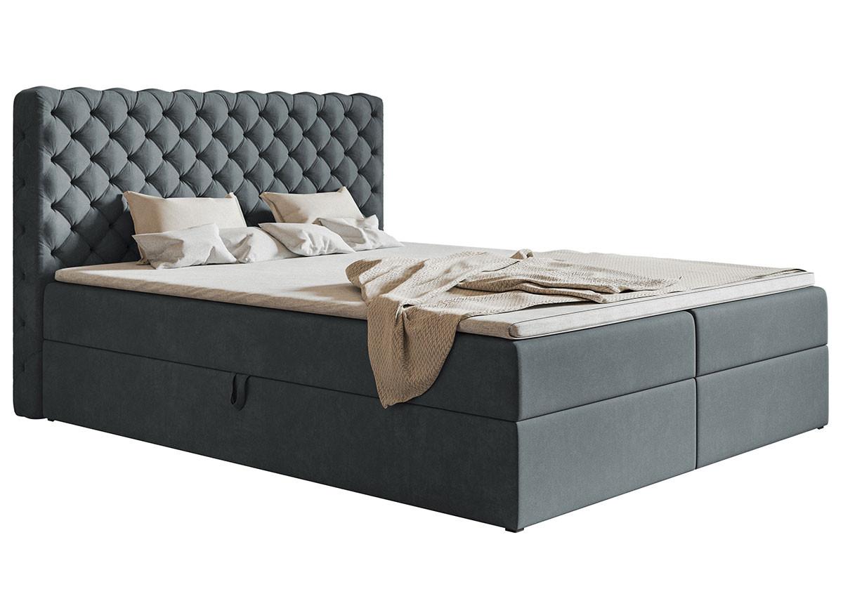 Wohnli Möbelsuche - BOXBETT Bonio VIII 140/200 cm in Grau – mit Bettkasten und Topper