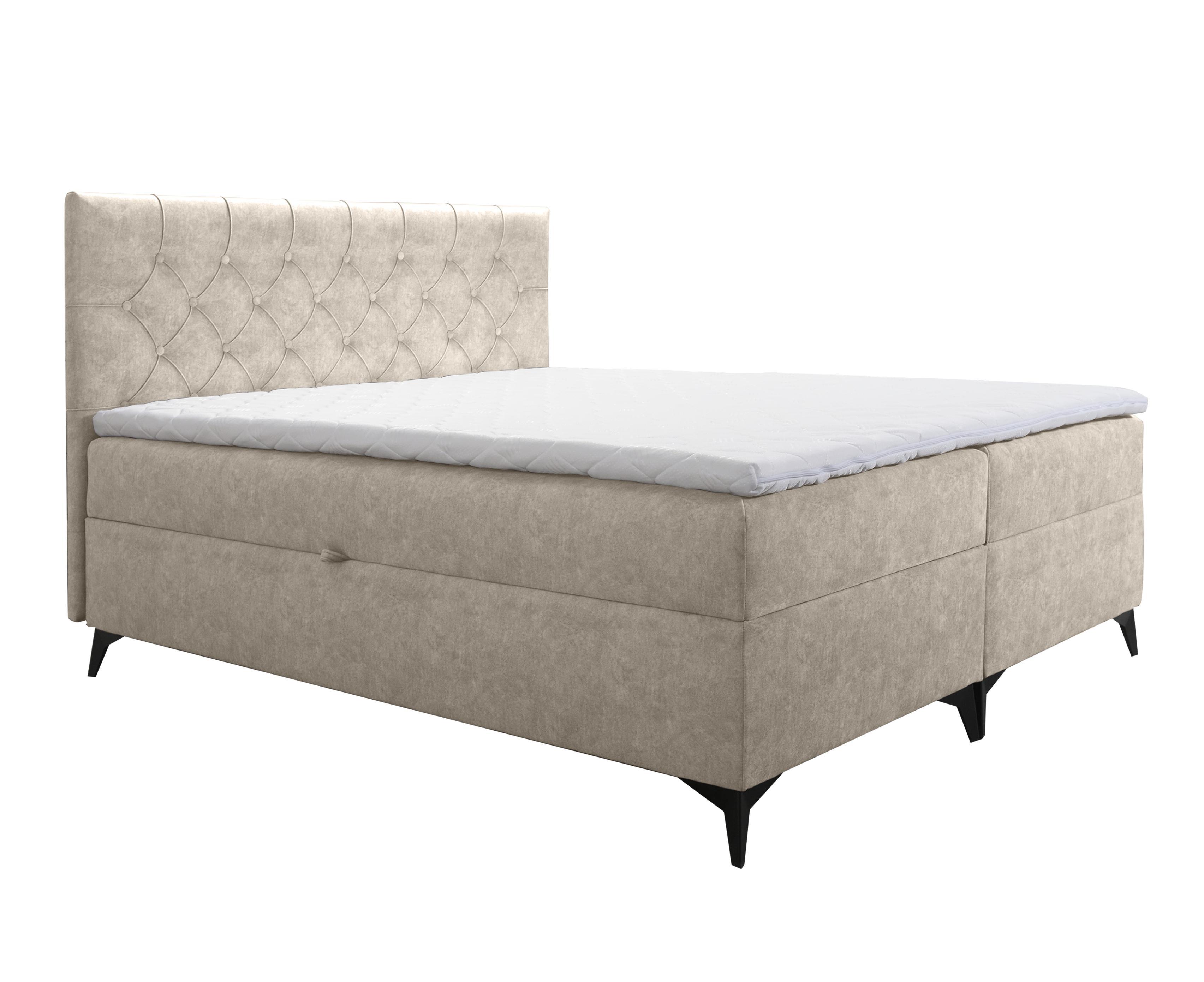 wohnli-moebel-suche-800001199219 Wohnli Möbelsuche - BOXBETT Palmeria 160/200 cm in Beige – mit Bettkasten und Topper