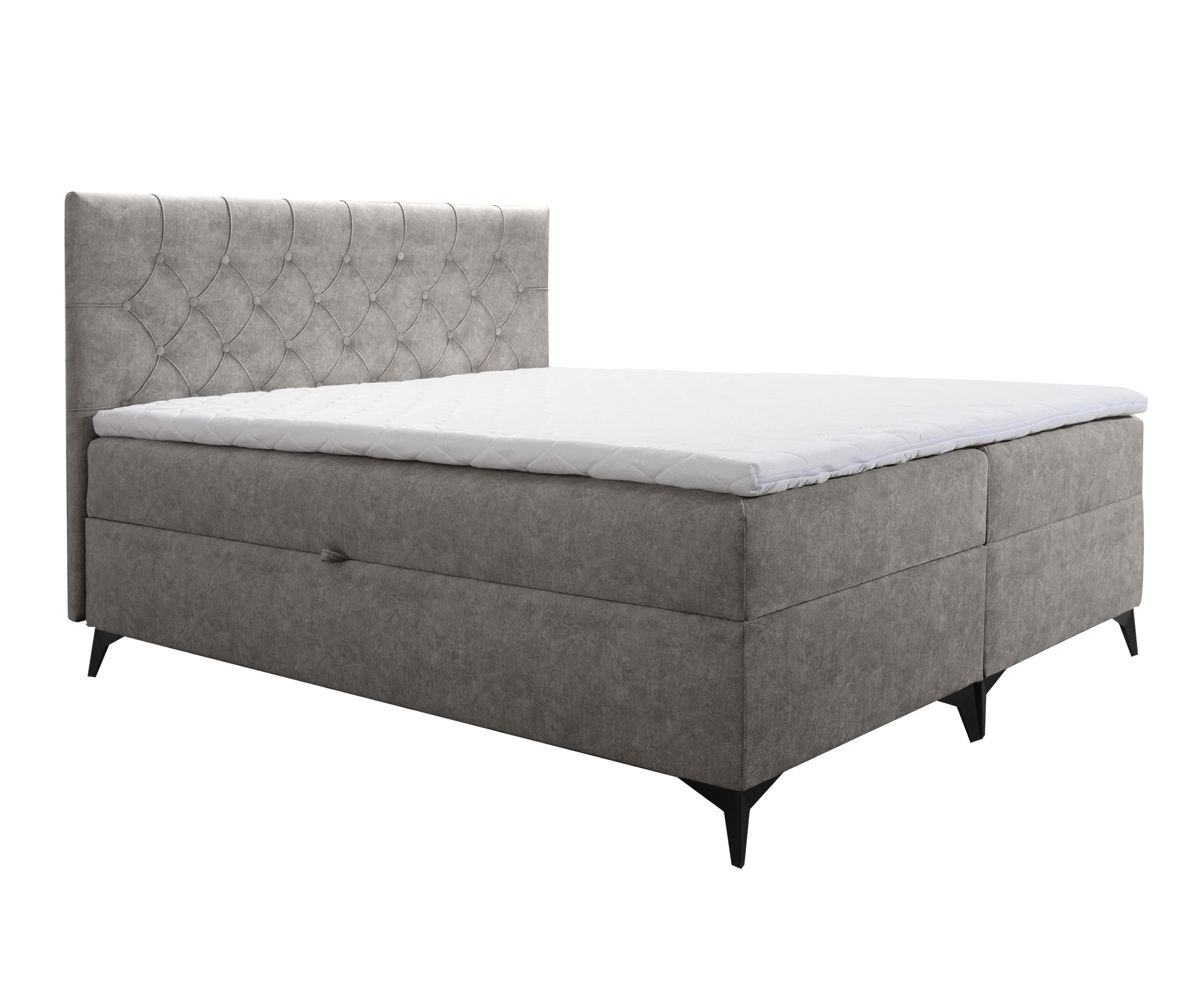 wohnli-moebel-suche-800001199278 Wohnli Möbelsuche - BOXBETT Palmeria 180/200 cm in Graubeige – mit Bettkasten und Topper