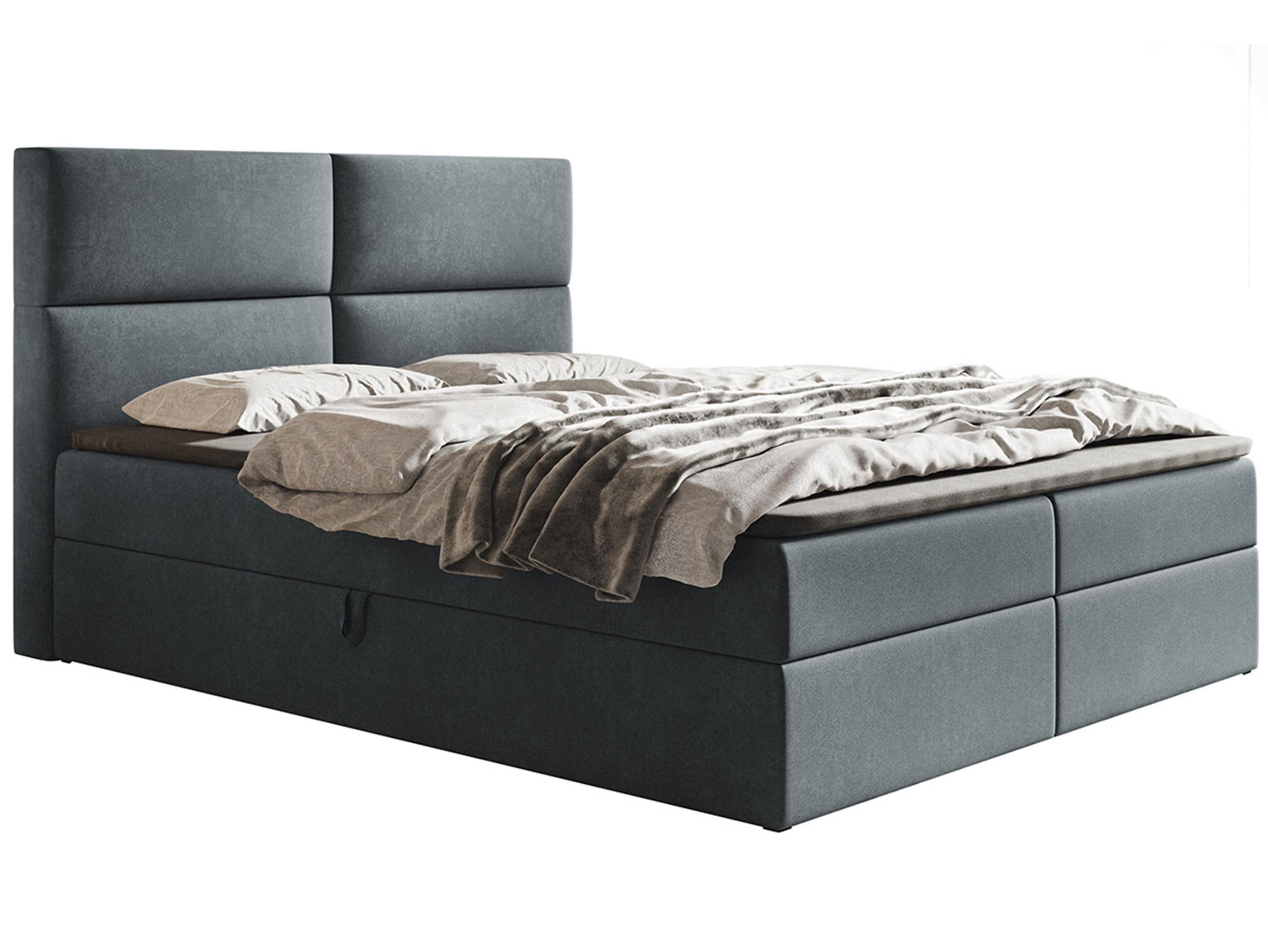 Wohnli Möbelsuche - BOXBETT Bonio III 180/200 cm in Grau – mit Bettkasten und Topper