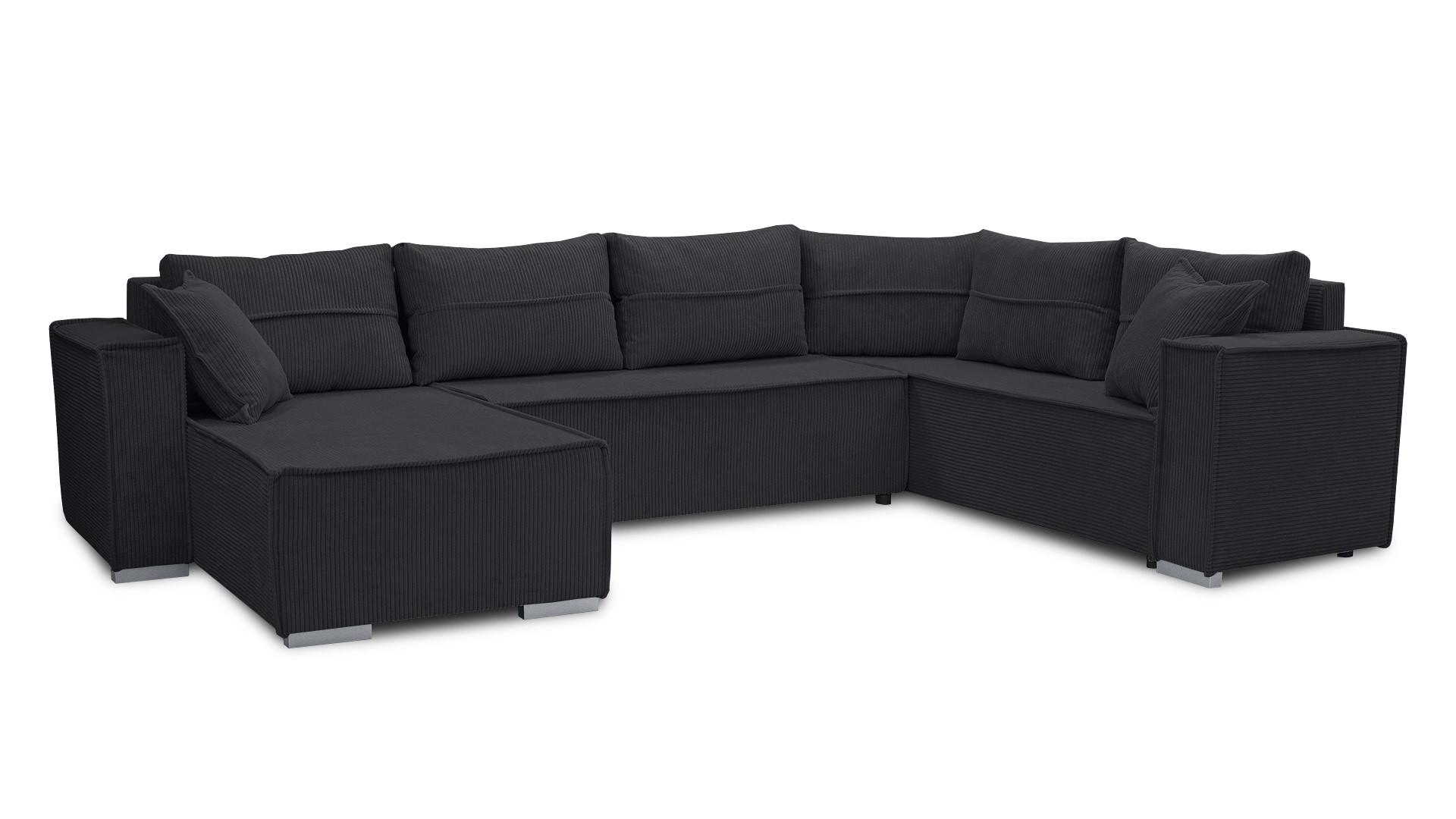 wohnli-moebel-suche-800001199366 Wohnli Möbelsuche - WOHNLANDSCHAFT Lovere U Schwarz 314/217/90 cm – mit Schlaffunktion und Bettkasten