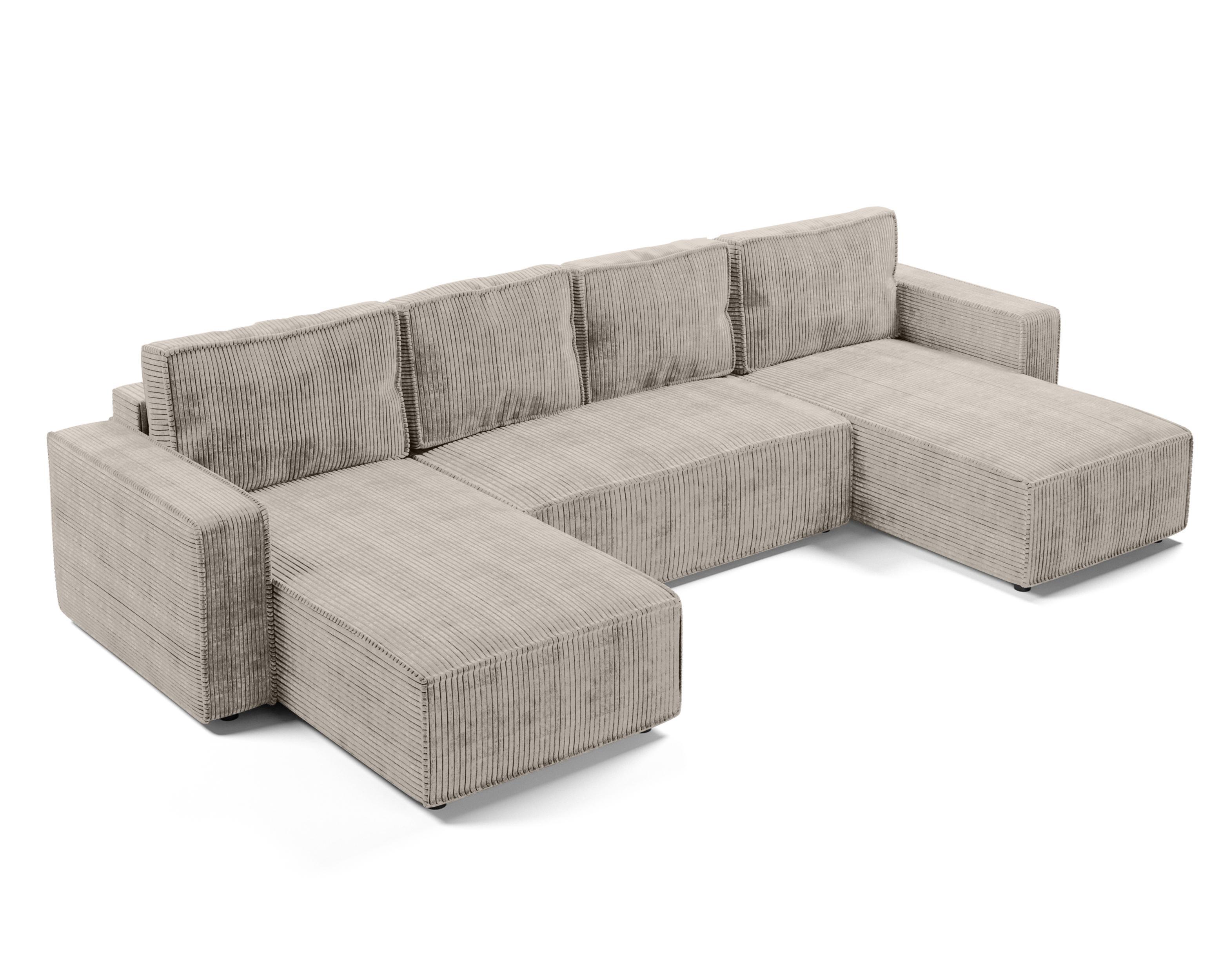 wohnli-moebel-suche-800001199431 Wohnli Möbelsuche - WOHNLANDSCHAFT Aydin U Form Beige 338/169/85 cm Cord mit Schlaffunktion