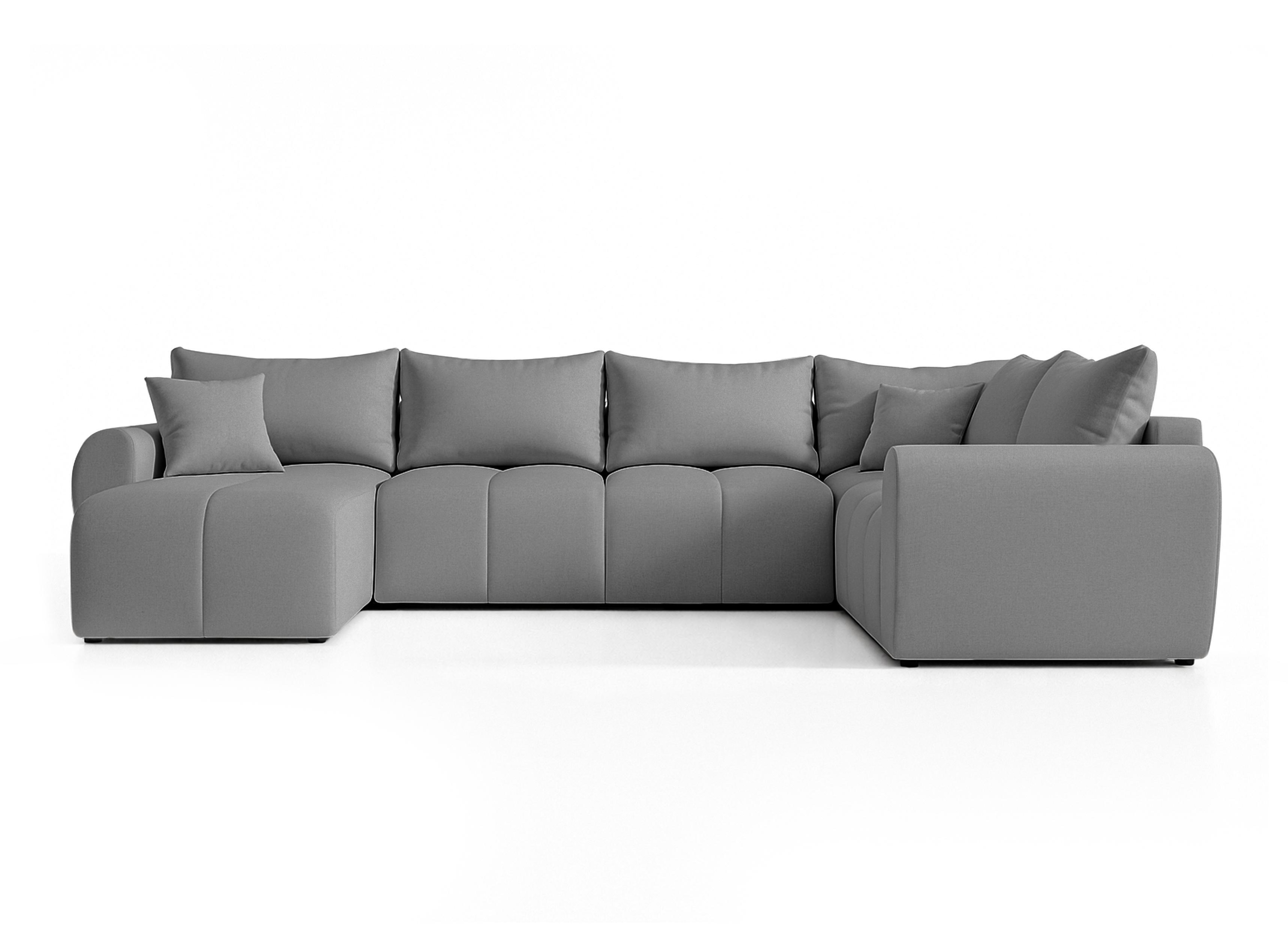 WOHNLANDSCHAFT Malatya U Form MAX Hellgrau 311/145/80 cm mit Schlaffunktion Textil AX Living Möbel > Sofas & Couches > Wohnlandschaften > Wohnlandschaften U-Form Grau