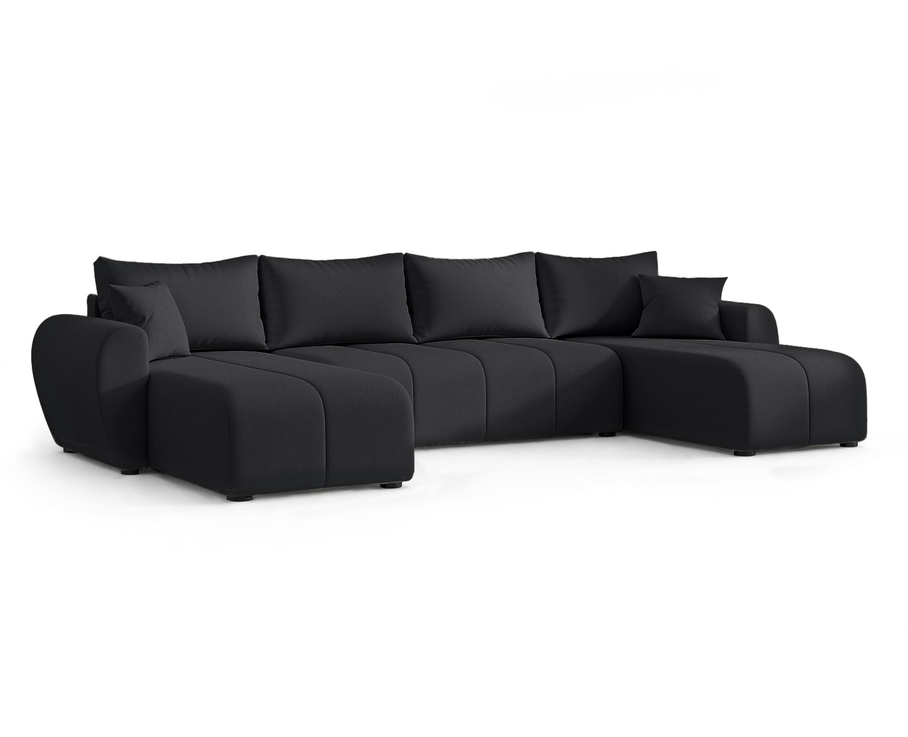 Wohnli Möbelsuche - WOHNLANDSCHAFT Malatya U Form Schwarz 311/145/80 cm mit Schlaffunktion