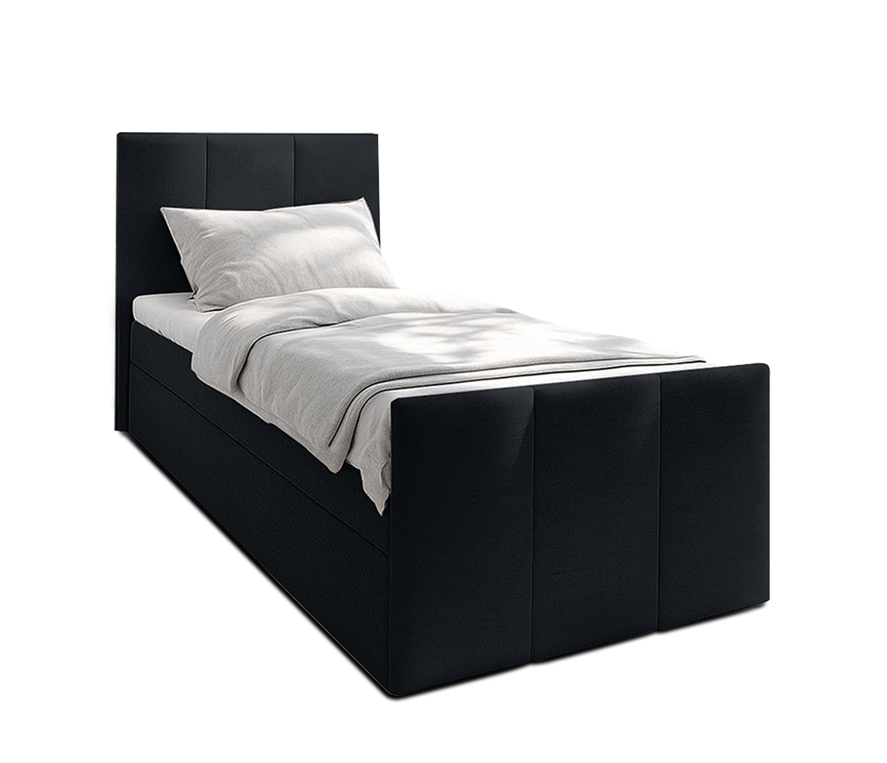 wohnli-moebel-suche-800001199526 Wohnli Möbelsuche - BOXBETT LEVENTE 100x200 cm mit Bettkasten und Matratze - Schwarz + TOPPER