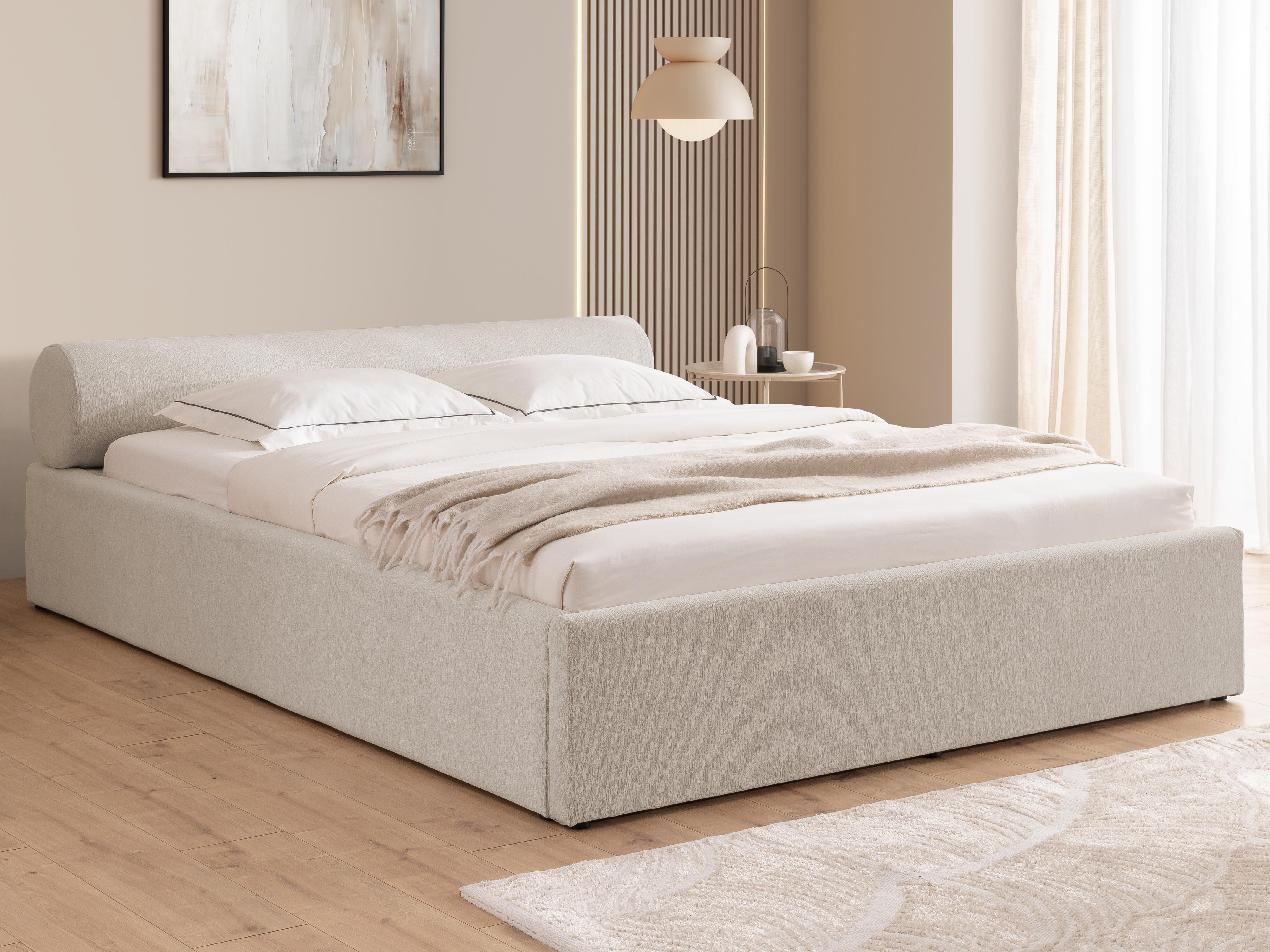 wohnli-moebel-suche-800001200205-1 POLSTERBETT 200/200 cm Josy im Designer-Look mit Bettkasten und Lattenrost aus Hellgrau Chenille-Stoff Textil S-Style Möbel Möbel > Betten > Polsterbetten Grau