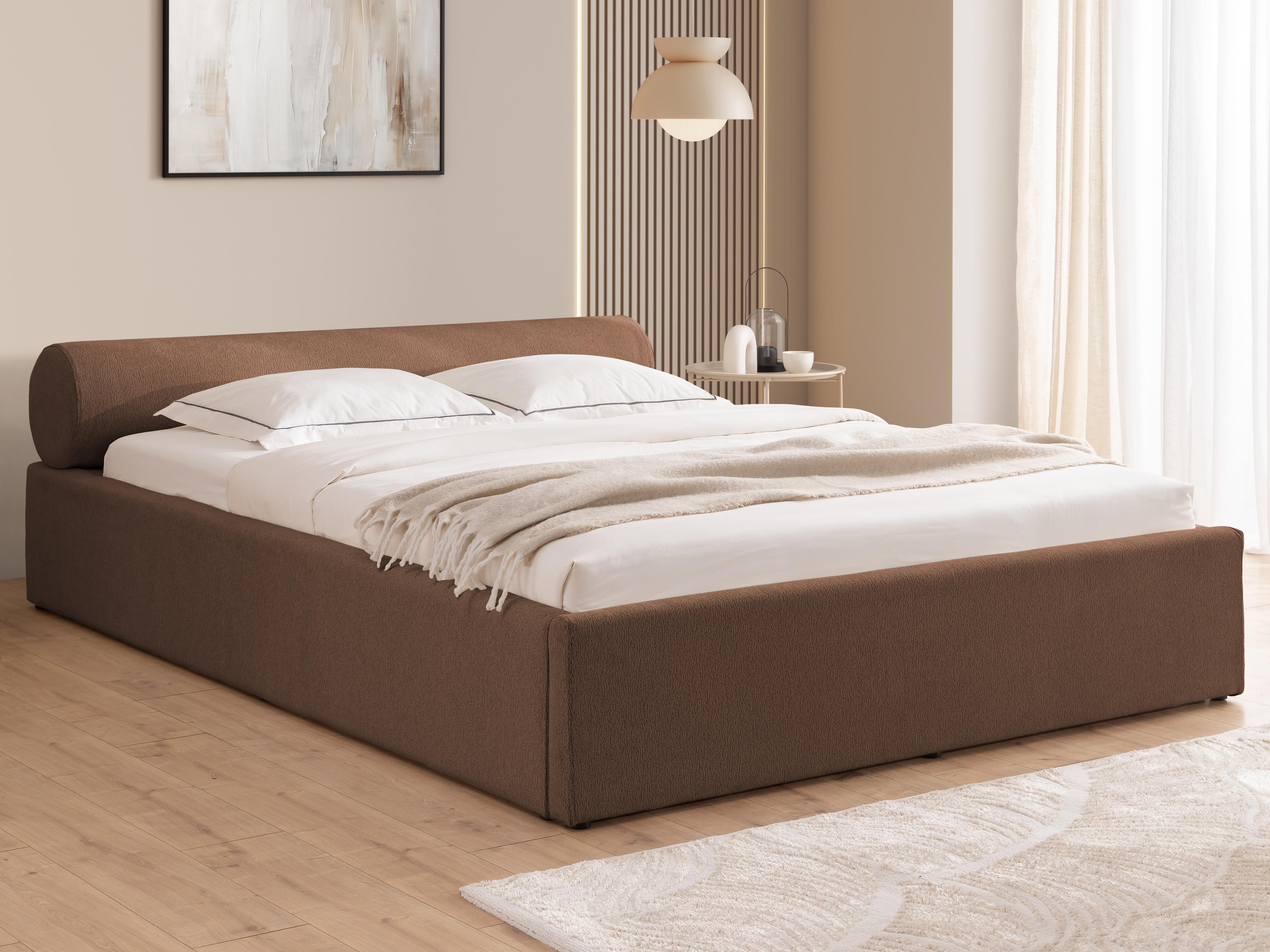 wohnli-moebel-suche-800001200219-1 POLSTERBETT 200/200 cm Josy im Designer-Look mit Bettkasten und Lattenrost aus Braun Chenille-Stoff Textil S-Style Möbel Möbel > Betten > Polsterbetten Braun
