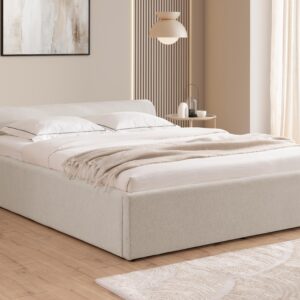 wohnli-moebel-suche-800001200226-1 POLSTERBETT 180/200 cm Josy im Designer-Look mit Bettkasten und Lattenrost aus Hellgrau Chenille-Stoff Textil S-Style Möbel Möbel > Betten > Polsterbetten Grau
