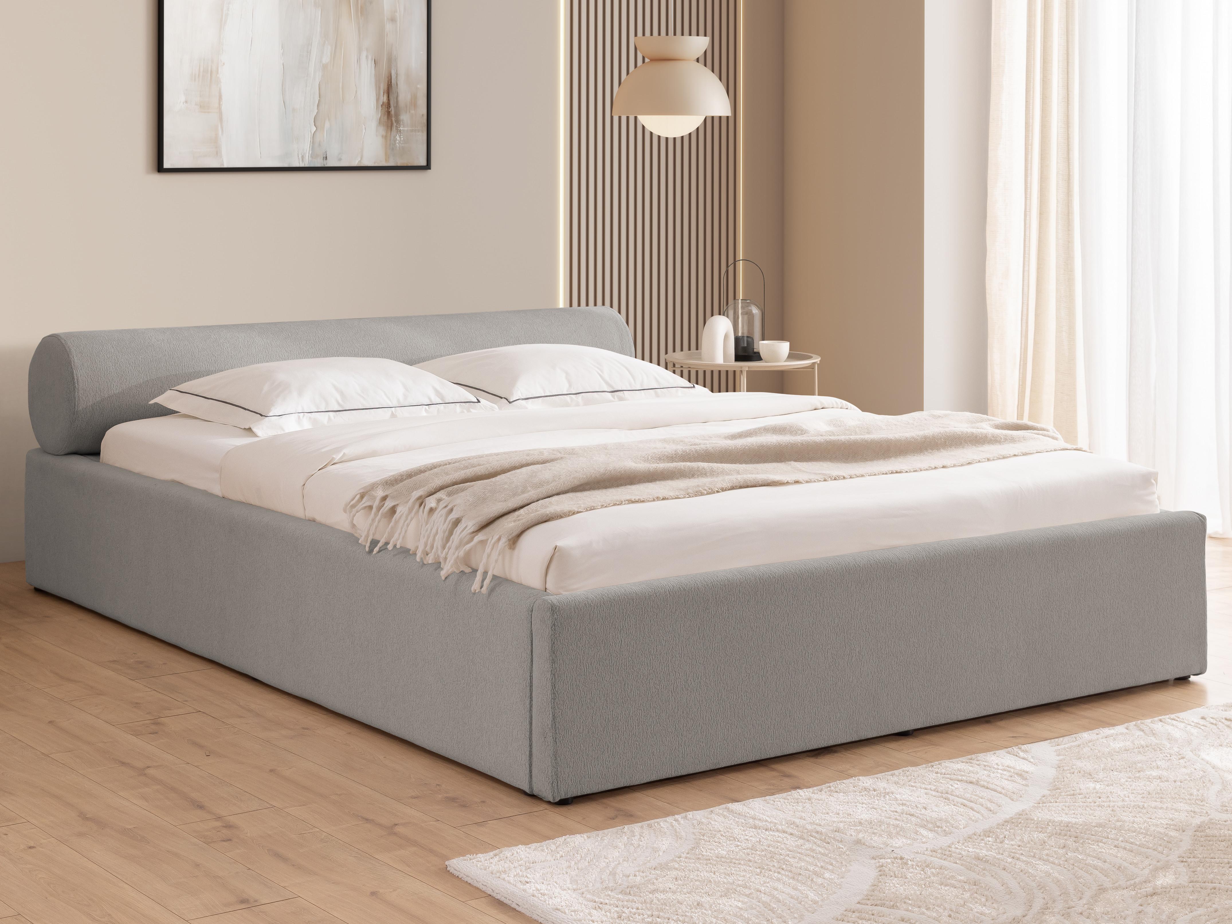 POLSTERBETT 200/200 cm Josy im Designer-Look mit Bettkasten und Lattenrost aus Grau Chenille-Stoff Textil S-Style Möbel Möbel > Betten > Polsterbetten Grau