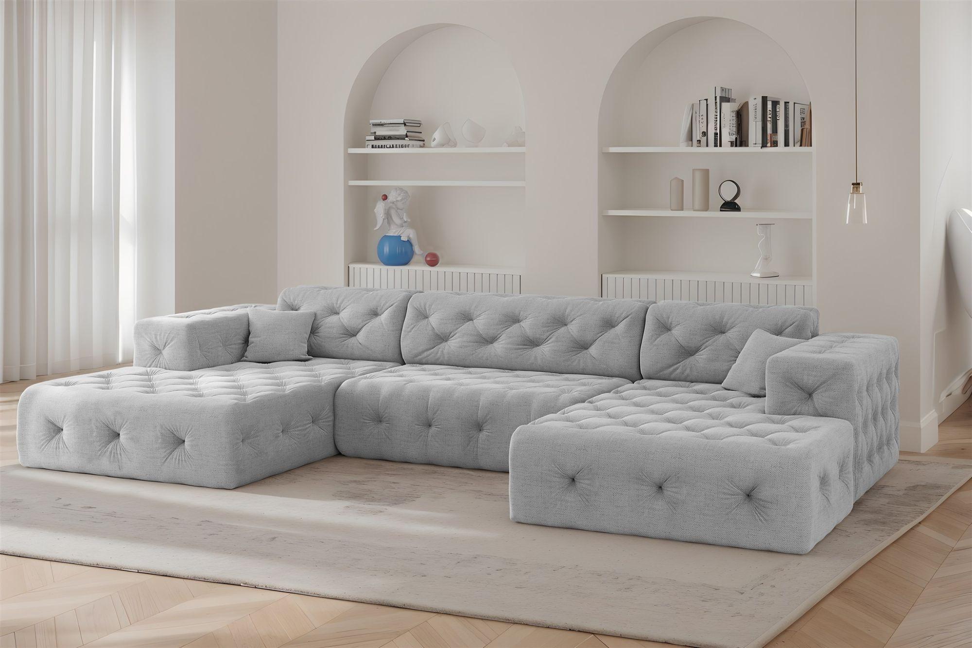 WOHNLANDSCHAFT Chantal In Moly Textil Fun Möbel Möbel > Sofas & Couches > Wohnlandschaften > Wohnlandschaften U-Form Grau