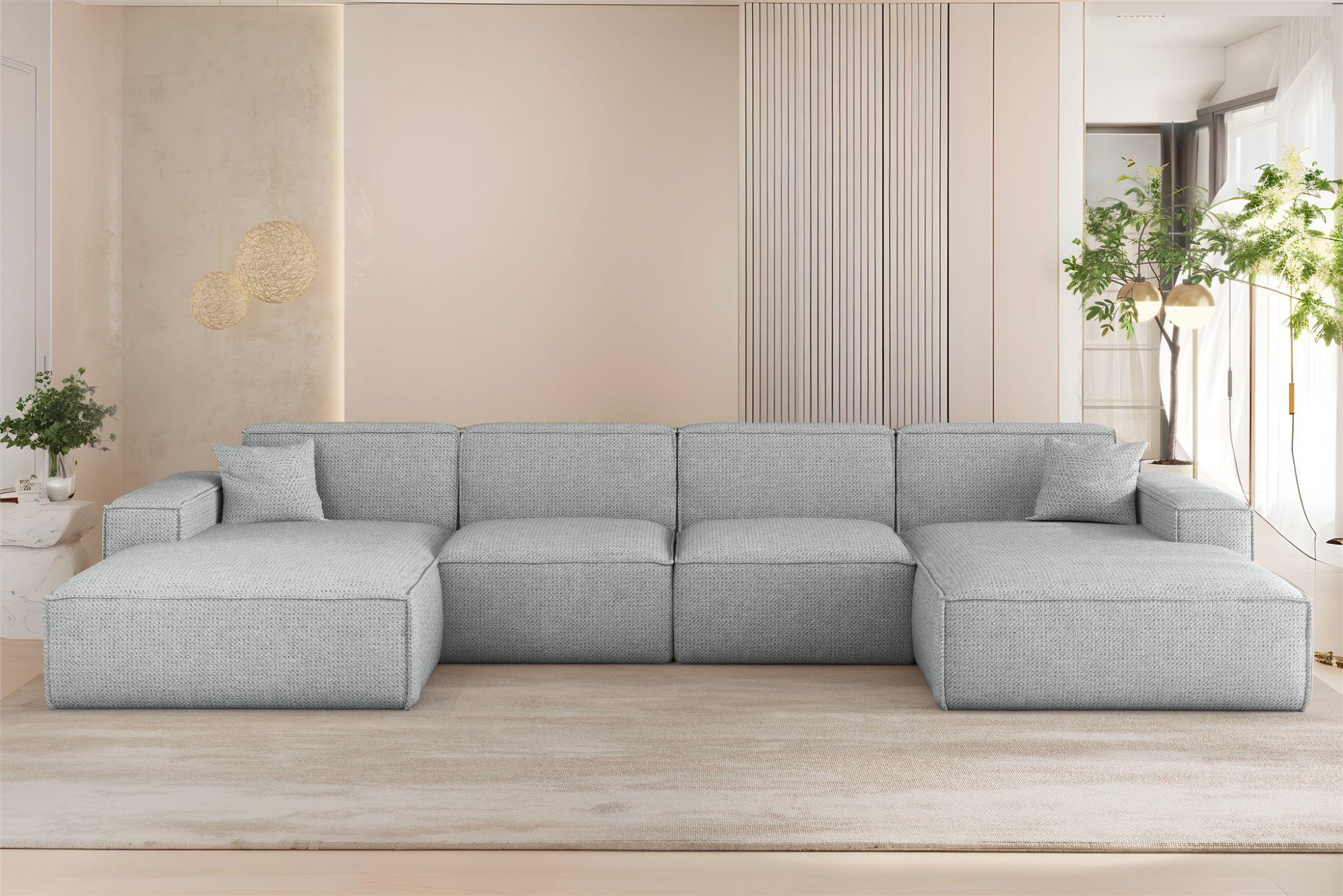 wohnli-moebel-suche-800001201637-1 WOHNLANDSCHAFT Celes Premium In Artico Textil Fun Möbel Möbel > Sofas & Couches > Wohnlandschaften > Wohnlandschaften U-Form Grau