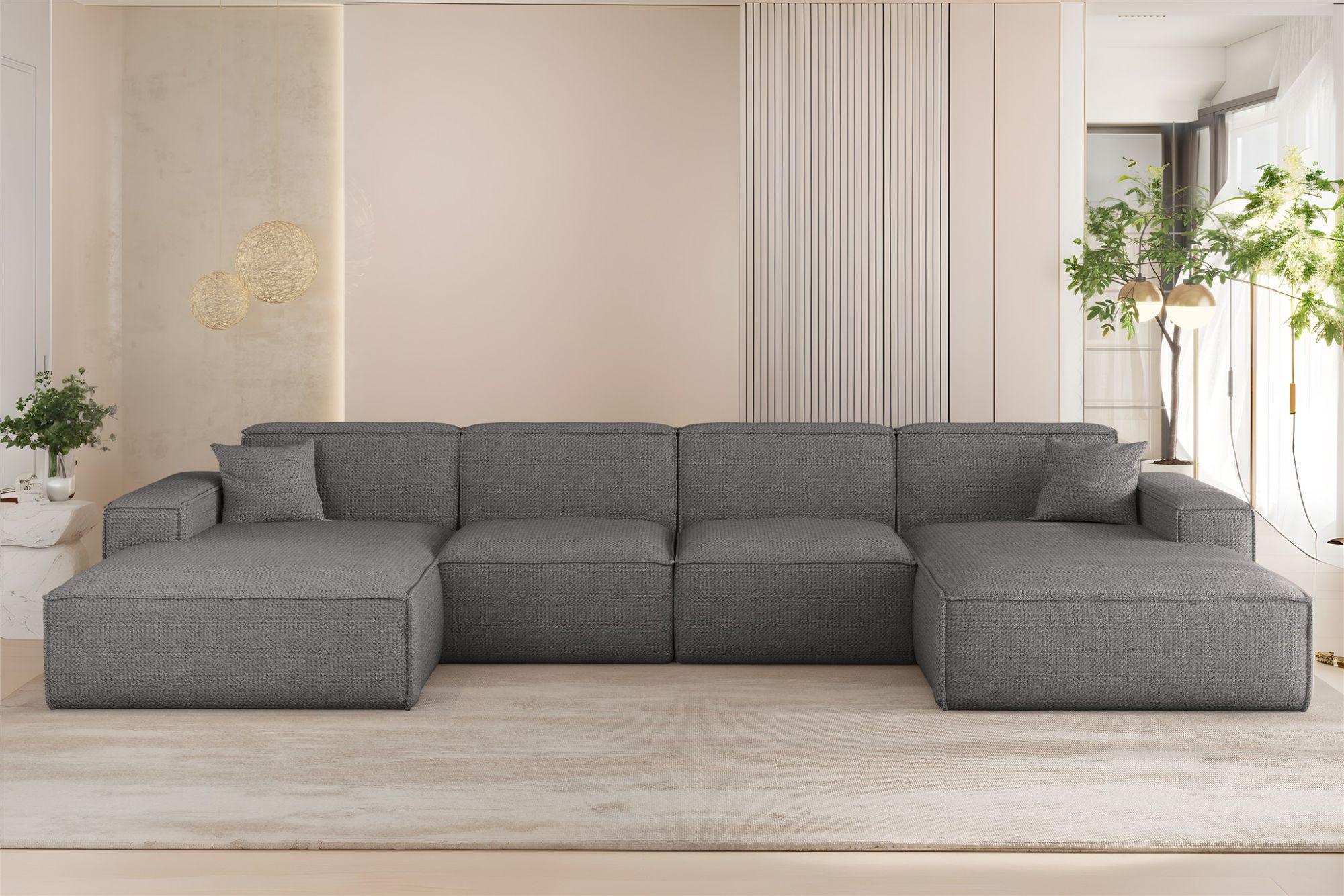 WOHNLANDSCHAFT Celes Premium In Artico Textil Fun Möbel Möbel > Sofas & Couches > Wohnlandschaften > Wohnlandschaften U-Form Grau