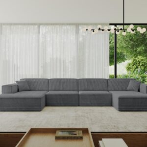 WOHNLANDSCHAFT IREA-U2-v4 - 386x165x77 cm Duneklgrau Textil ALTDECOR Möbel > Sofas & Couches > Wohnlandschaften > Wohnlandschaften U-Form Grau
