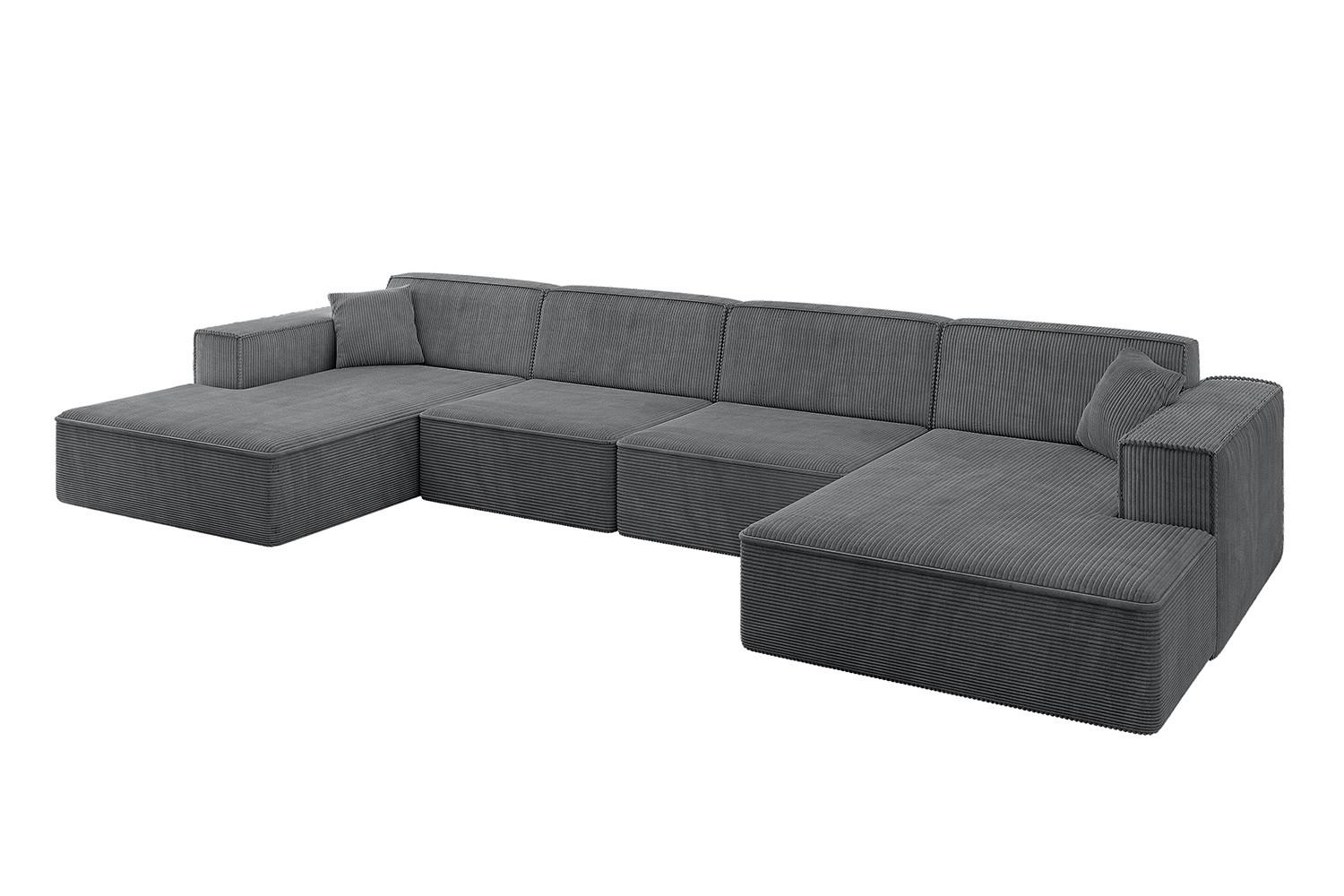 Wohnli Möbelsuche - WOHNLANDSCHAFT IREA-U2-v4 - 386x165x77 cm Duneklgrau