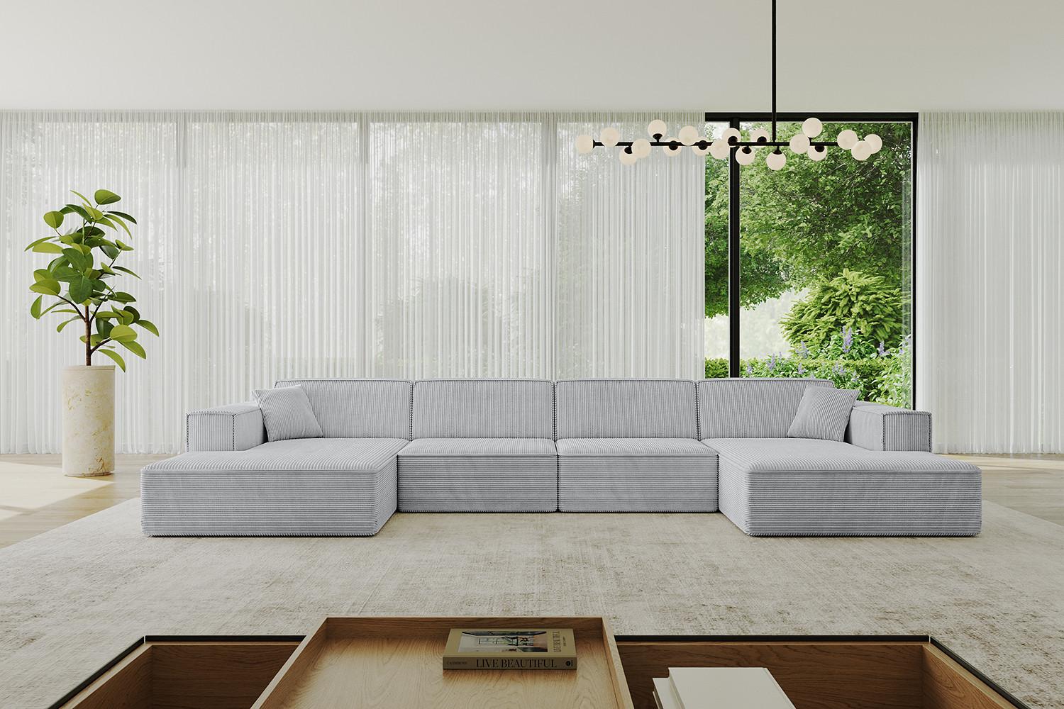 WOHNLANDSCHAFT IREA-U2-v4 - 386x165x77 cm Grau Textil ALTDECOR Möbel > Sofas & Couches > Wohnlandschaften > Wohnlandschaften U-Form Grau