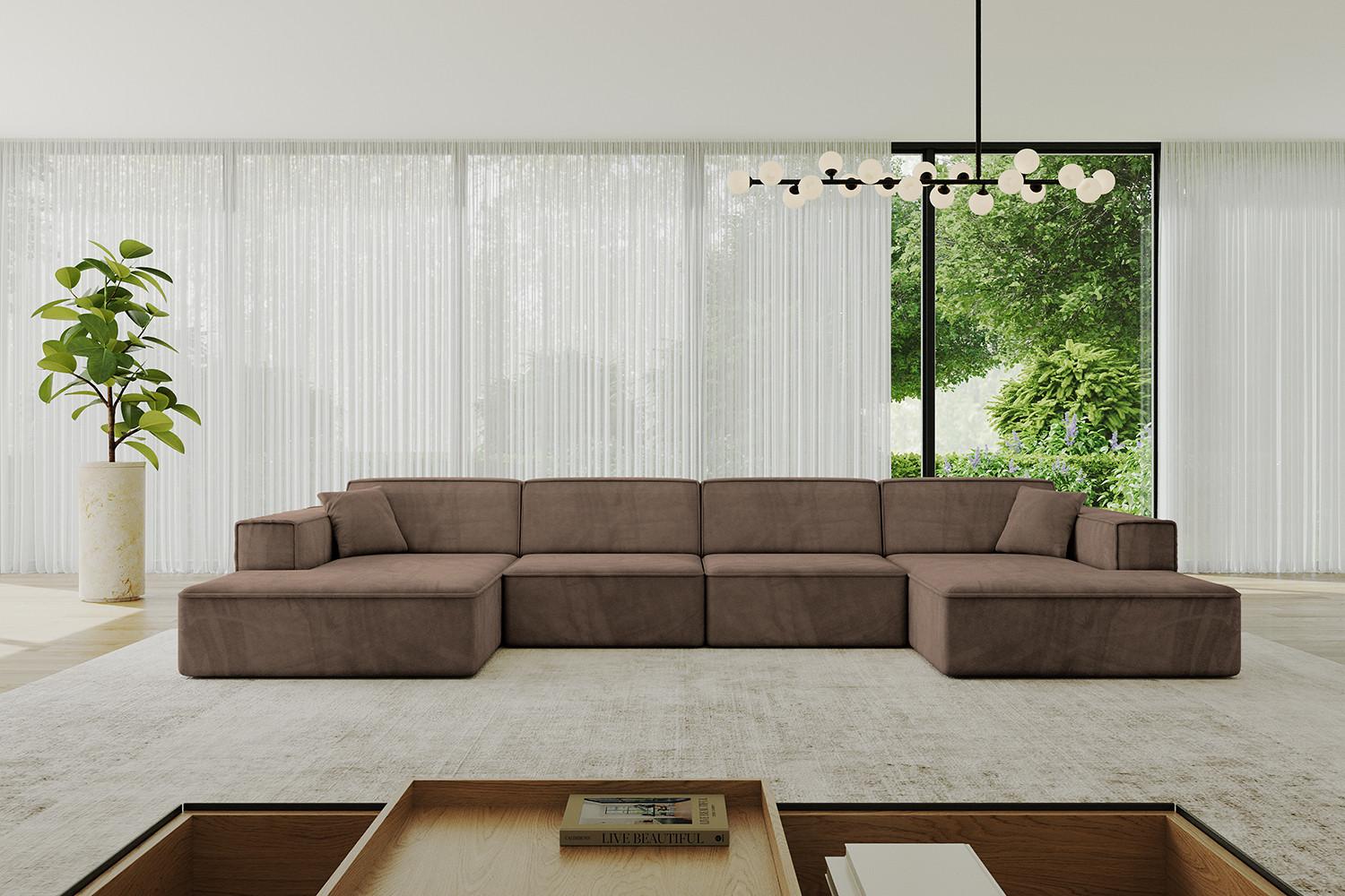 WOHNLANDSCHAFT IREA-U2-v4 - 386x165x77 cm Braun Textil ALTDECOR Möbel > Sofas & Couches > Wohnlandschaften > Wohnlandschaften U-Form Braun